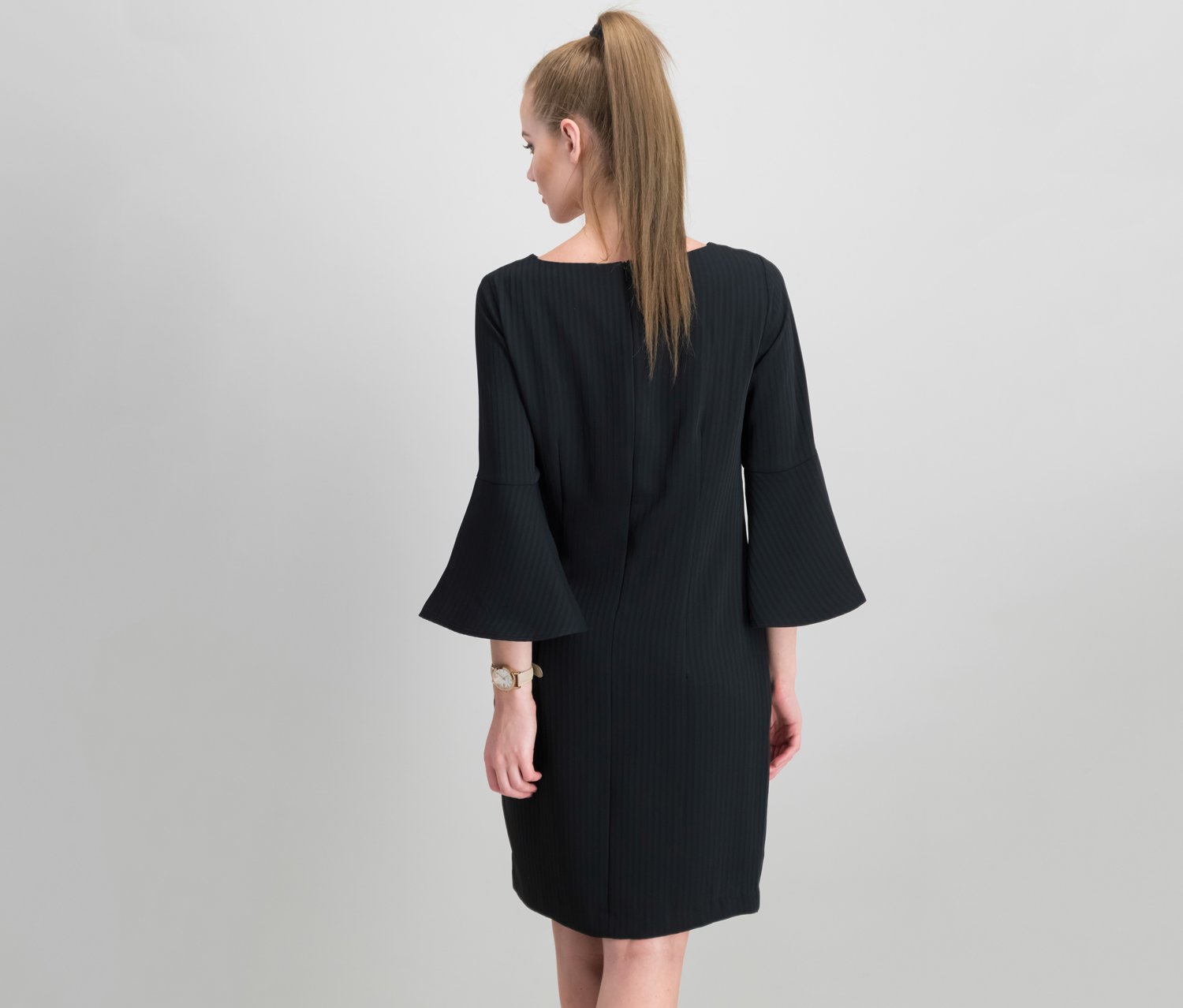 Women Stripe Casual Dress, Black