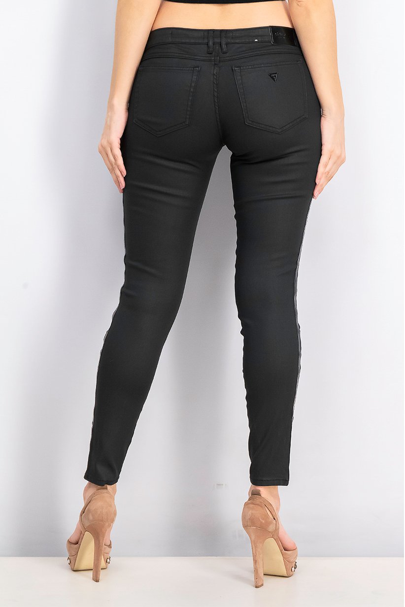 Women Marilyn Skinny Belt Loops Pants, Black