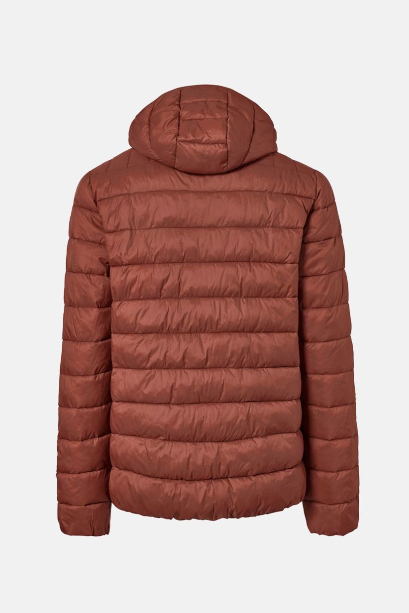 Men Hooded Long Sleeve Quilted Jacket, Rust Brown
