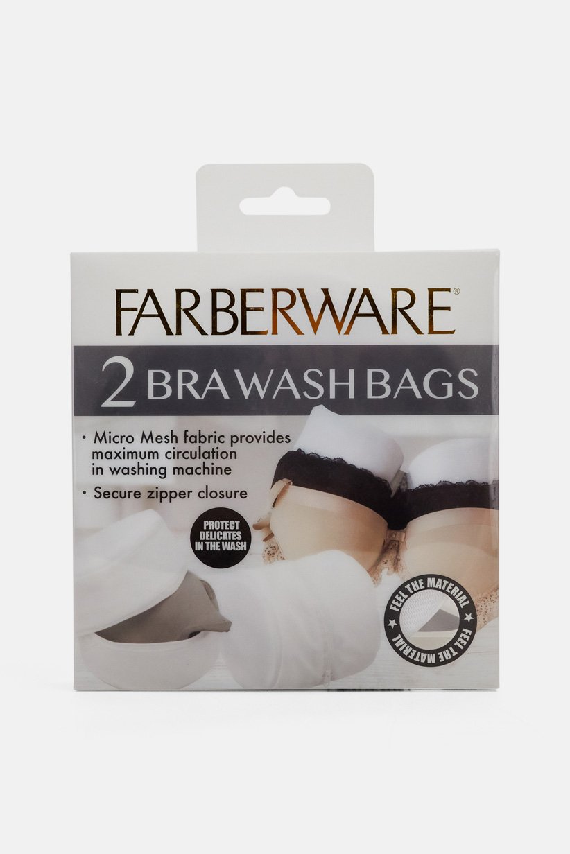 2 Bra Wash Bags, White