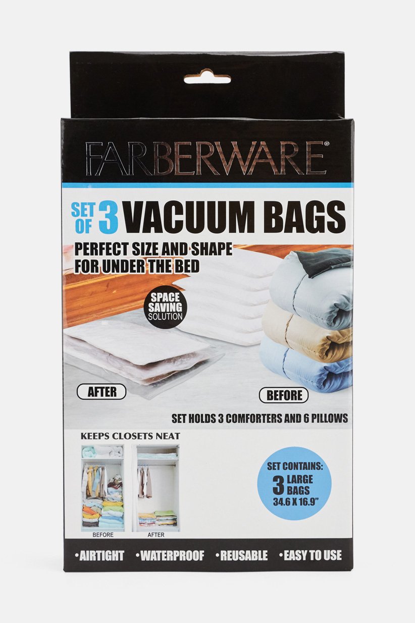 Set Of 3 Vacuum Bags, Transparent
