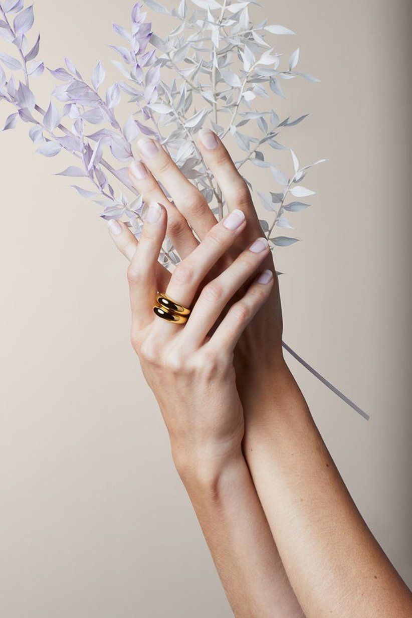Women 2Pcs Chunky Ring Set, Gold