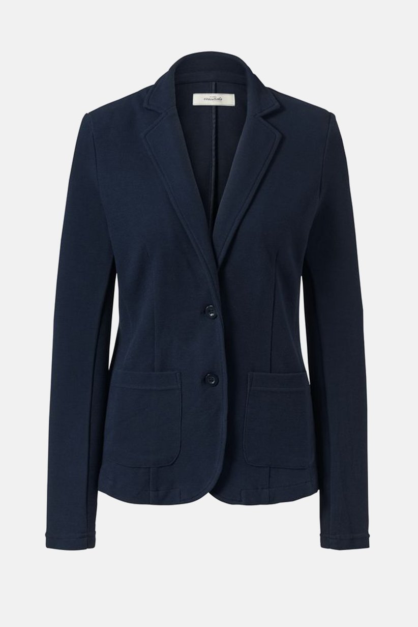 Women Regular Fit Textured Notch Collar Blazer, Navy