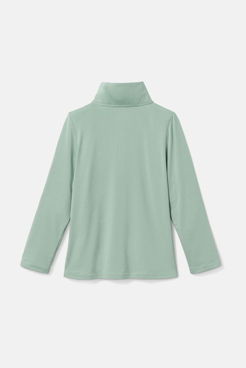 Kids Girl High Neck Long Sleeve Riding Shirt, Mint Green