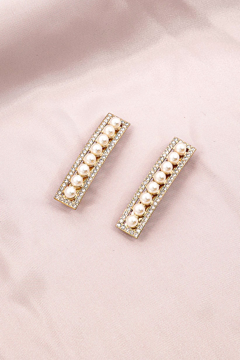 Women And Pearl Hair Barrette, Gold