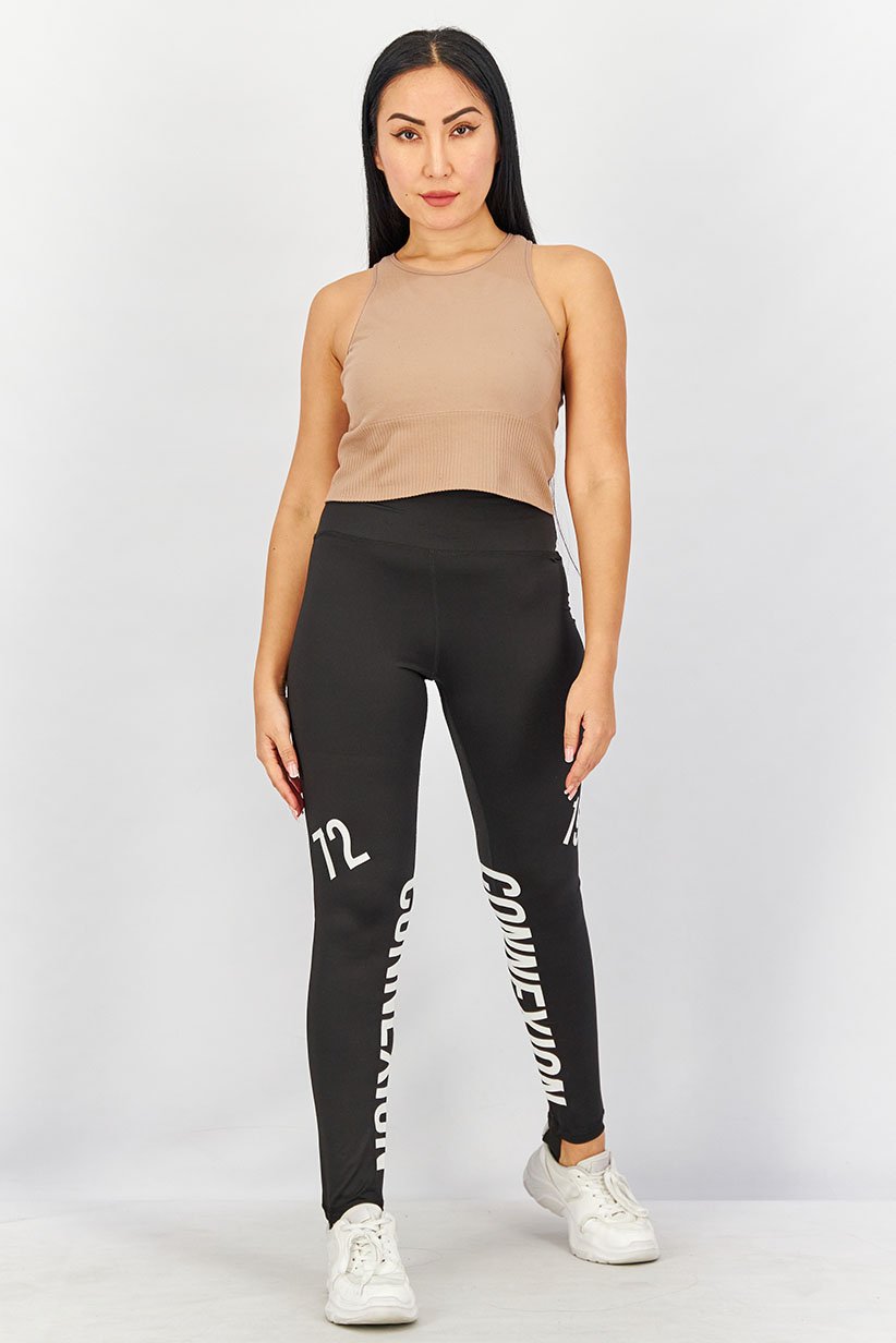 Women Skinny Fit Graphic Print Leggings, Black