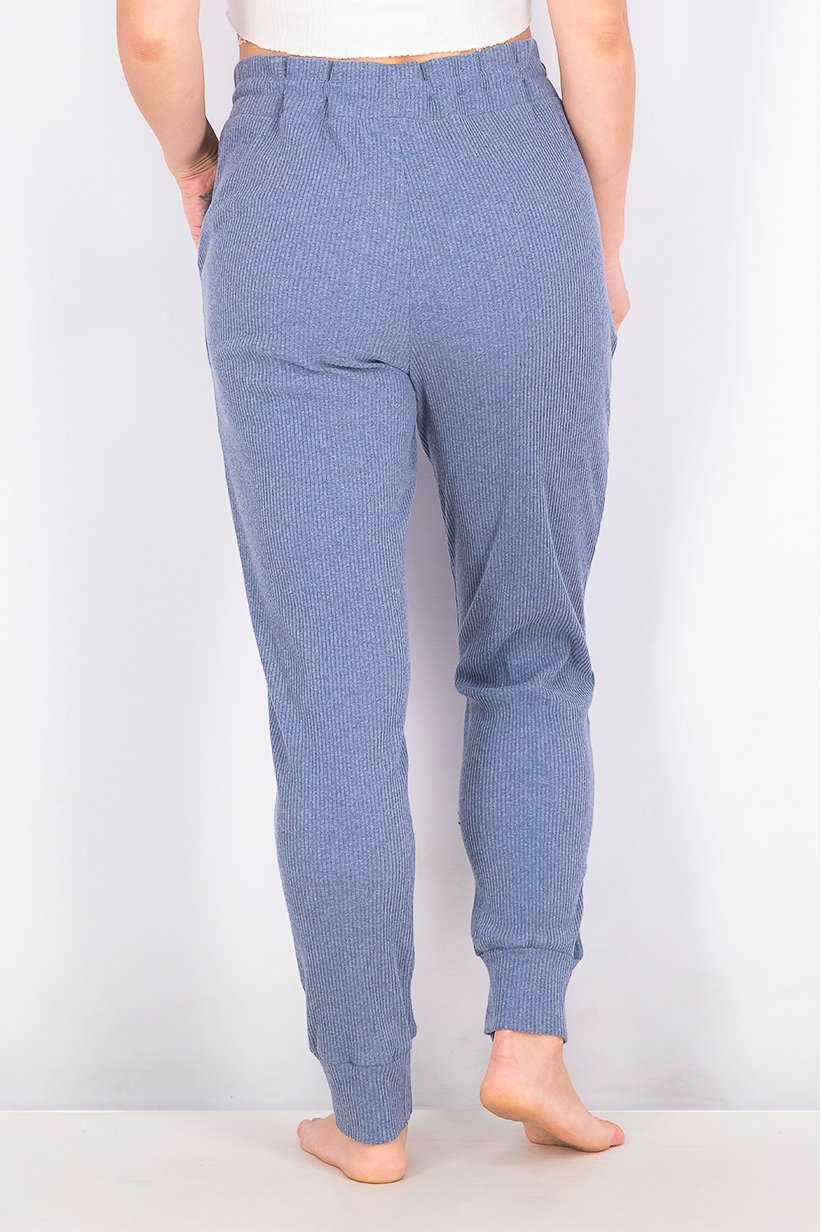 Women Drawstring Stripe Sweatpants Pajama, Navy