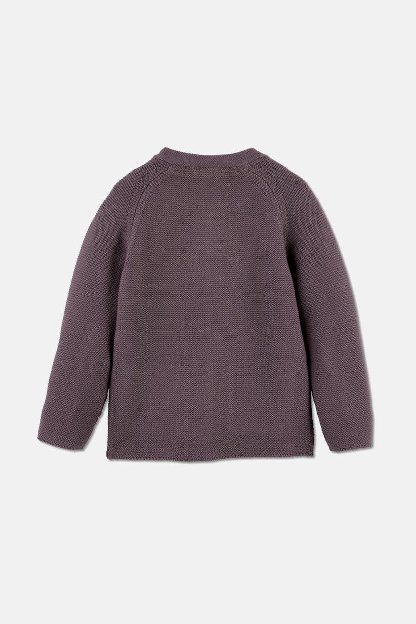Toddlers Girl Crew Neck Textured Cardigan, Purple