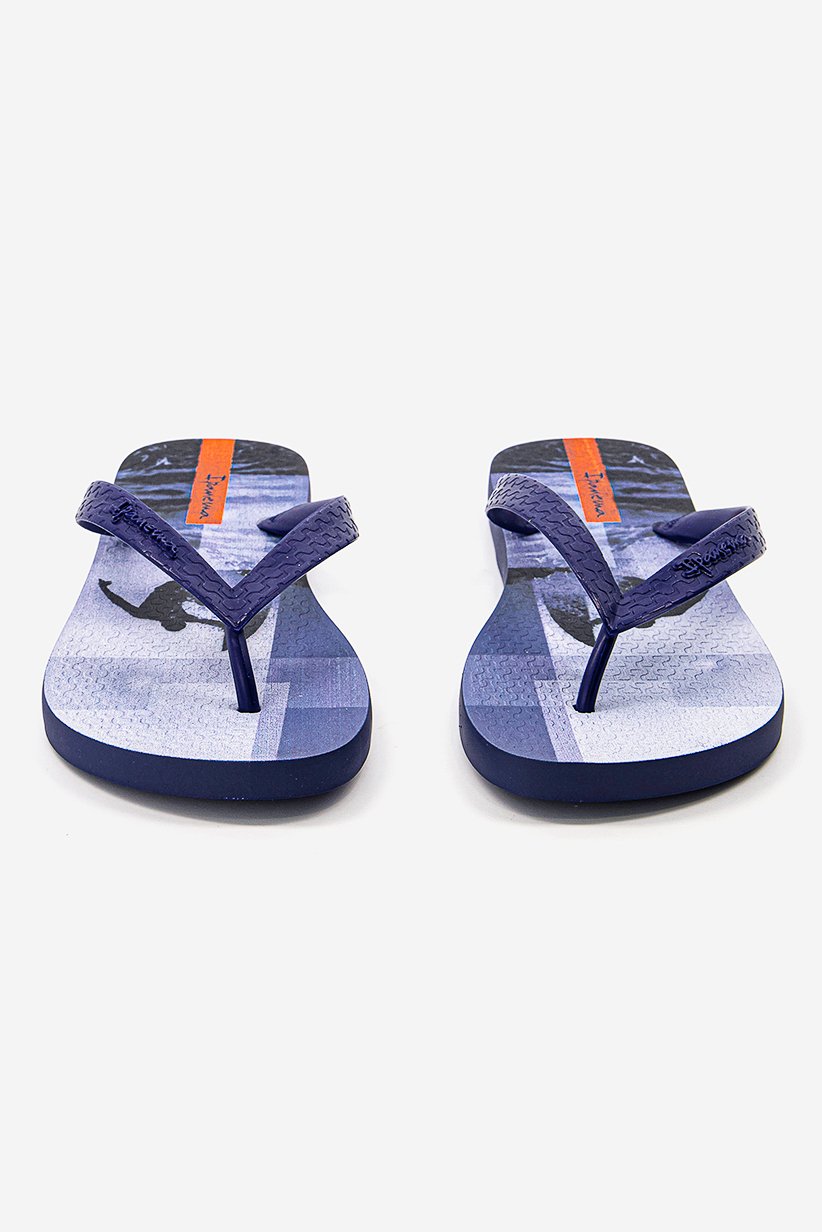 Women Graphic Print Slip On Slippers, Blue and Orange