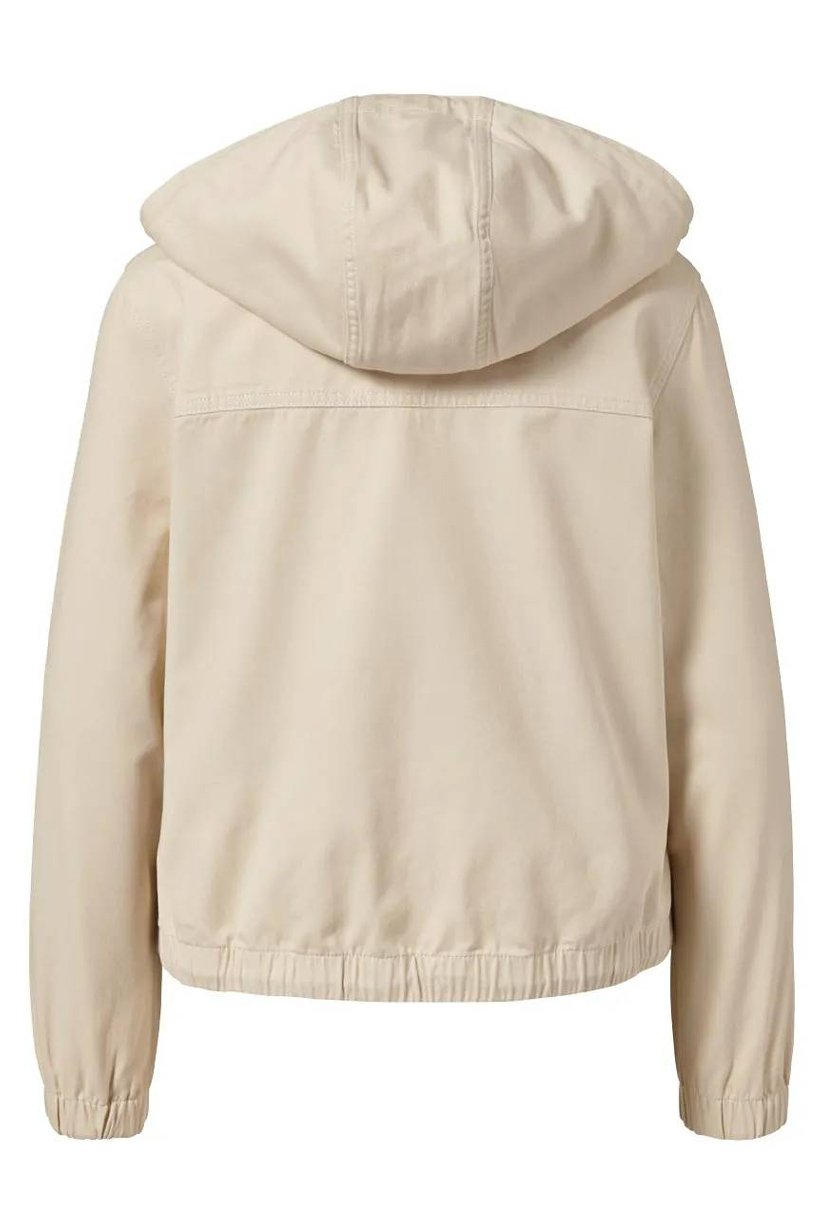 Women Hooded Full Zip Solid Woven Jacket, Sandy