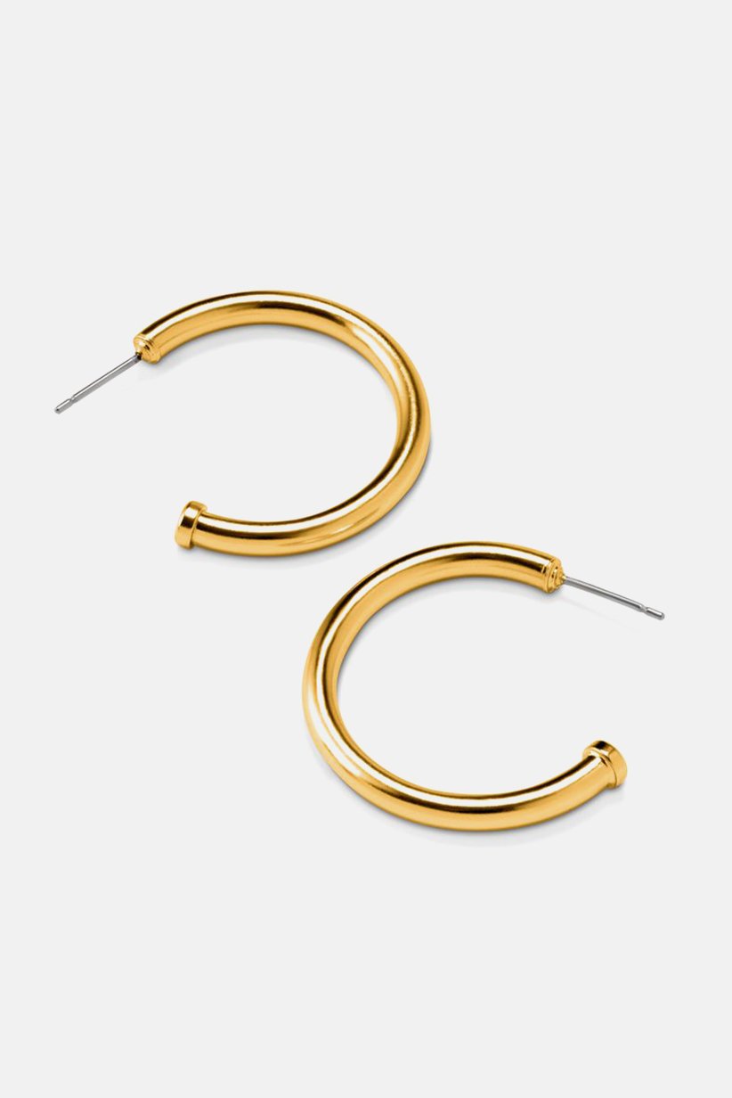 23K Gold Plated Hoop Earrings With Pendant Set, Gold