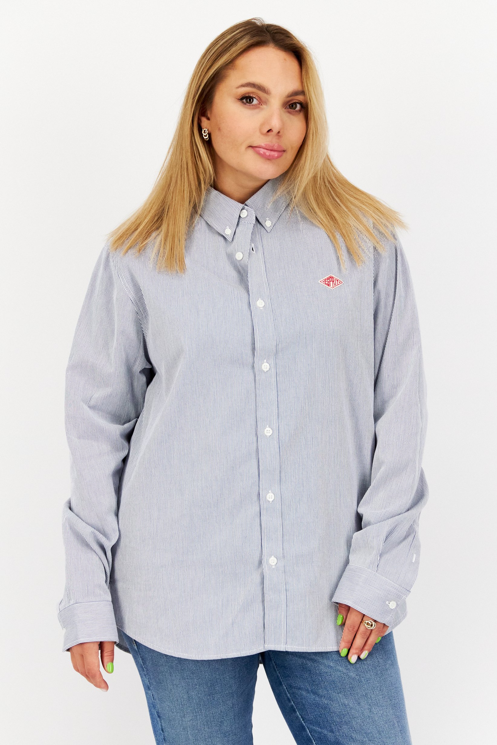 Buy Esprit Women Button Down Collar Long Sleeves Stripe Casual Shirt ...