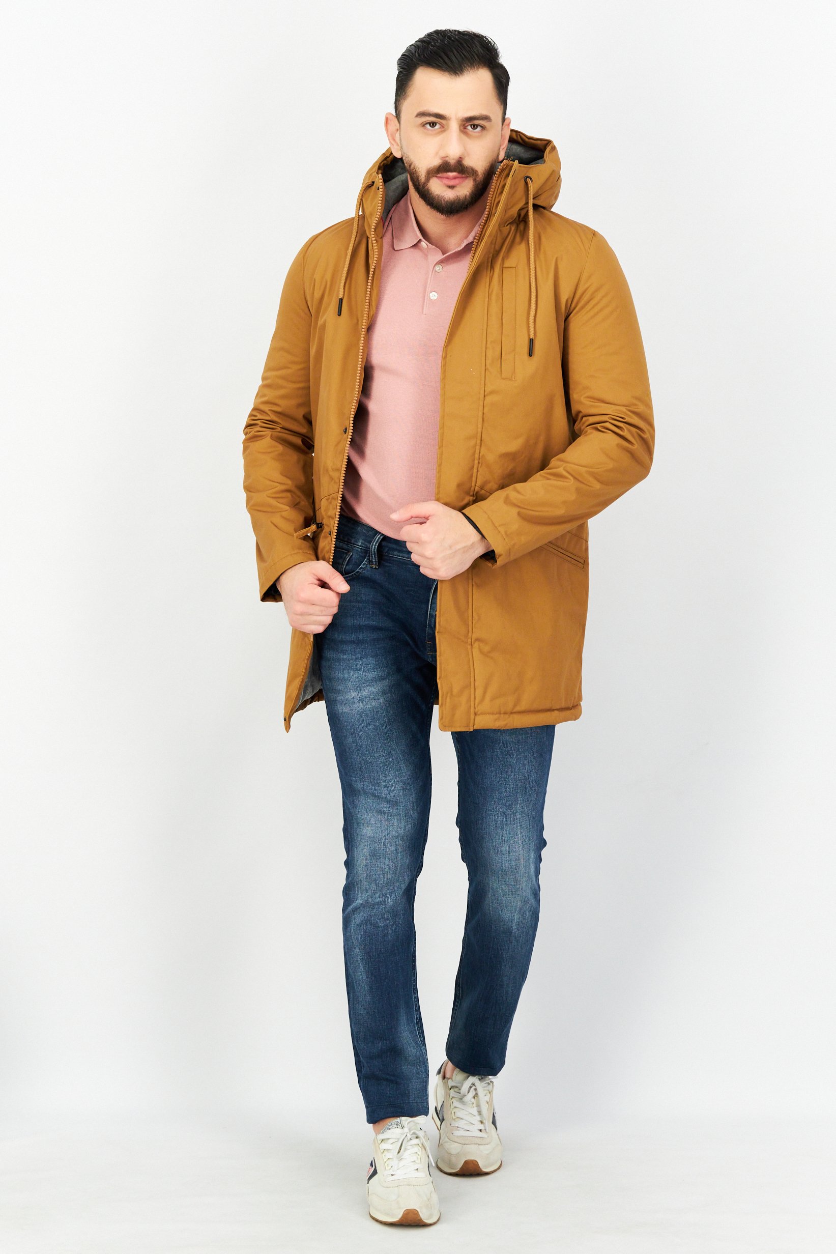 Buy Cropp Men Hooded Long Sleeves Plain Jacket, Brown Online | Brands ...