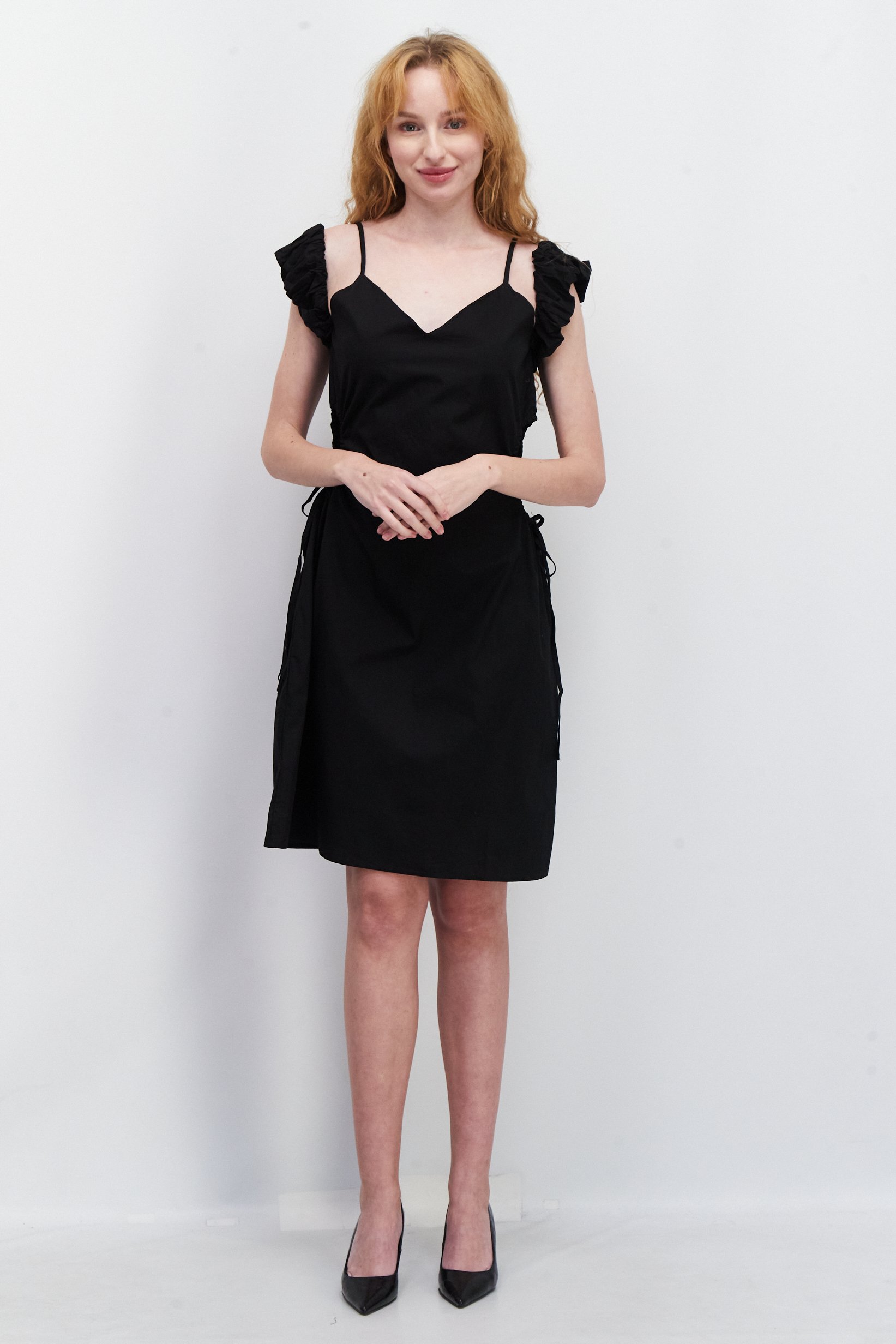 Women Plain Cut Out Mini Dress, Black