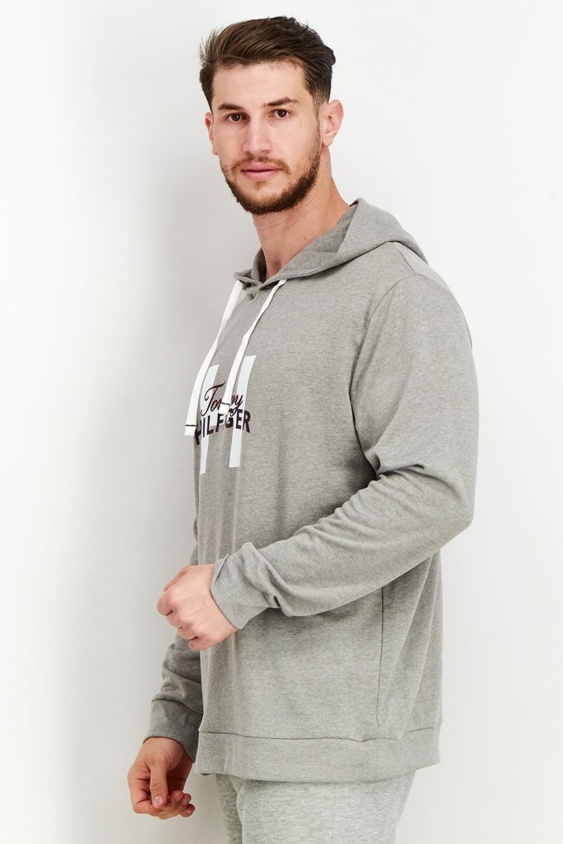 Men Hoodie Graphic Long Sleeves Loungewear, Grey