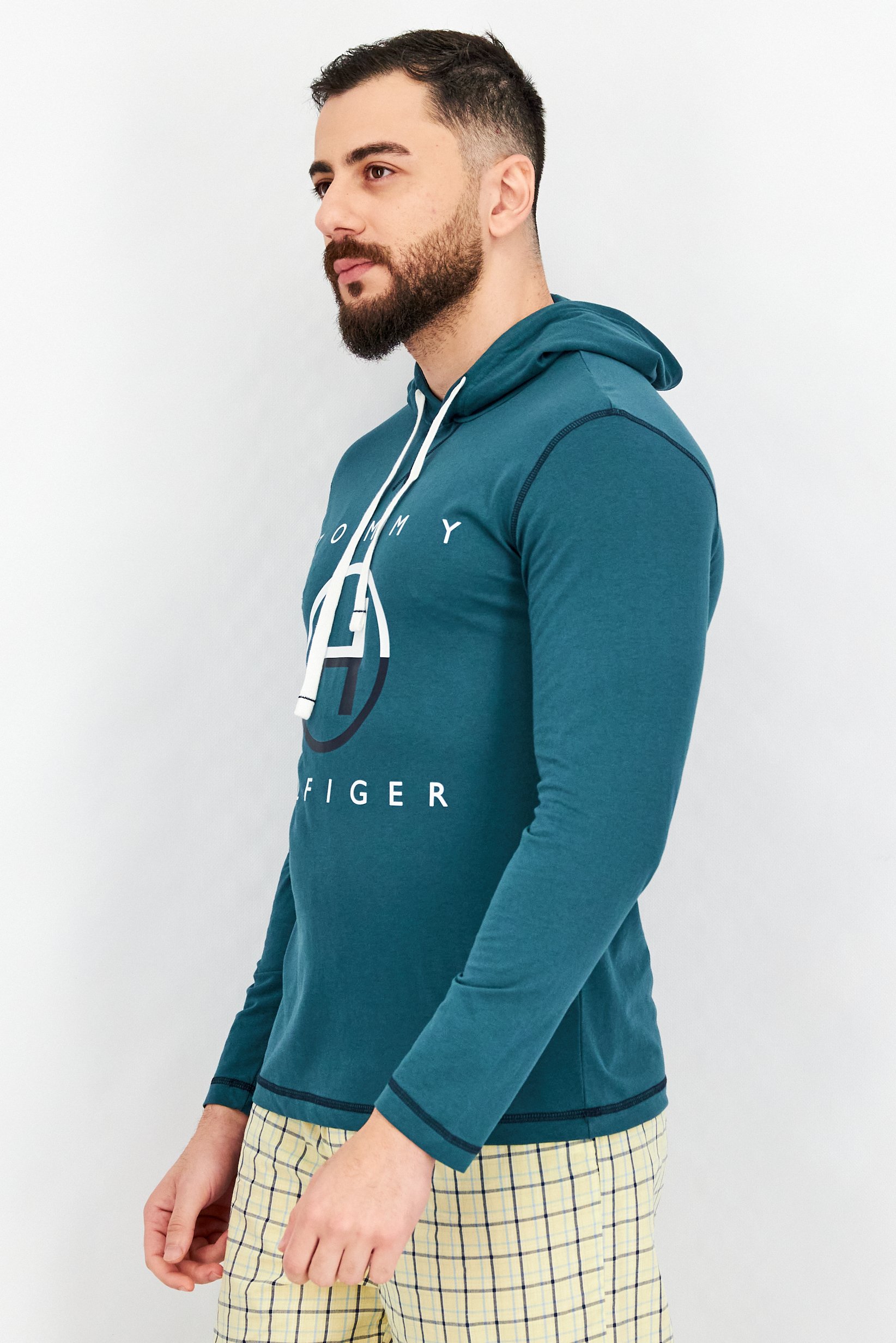 Men Oversized Printed Long Sleeve Sweatshirts, Lagoon
