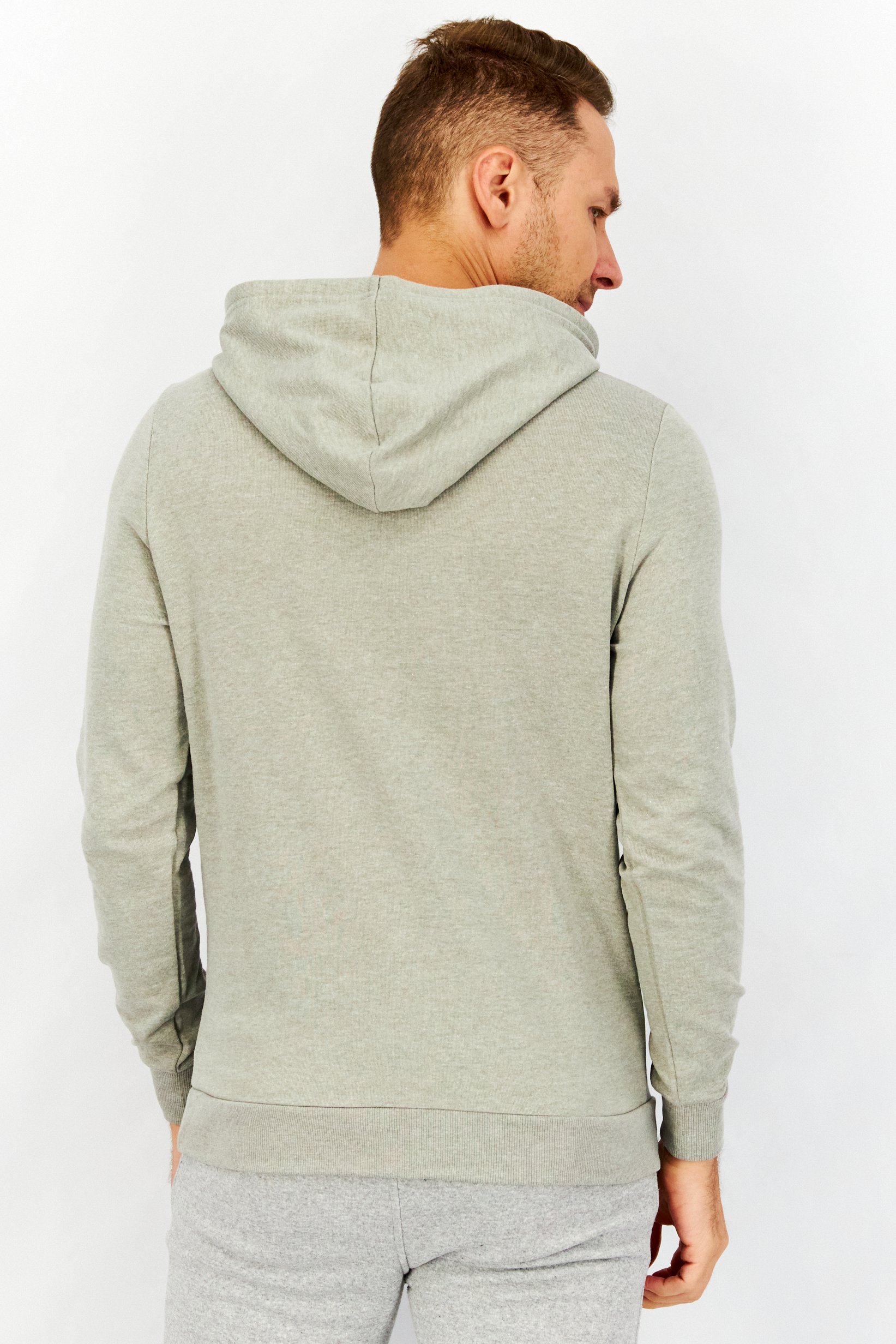 Men Hooded Long Sleeve Brand Logo Pajama Top, Grey