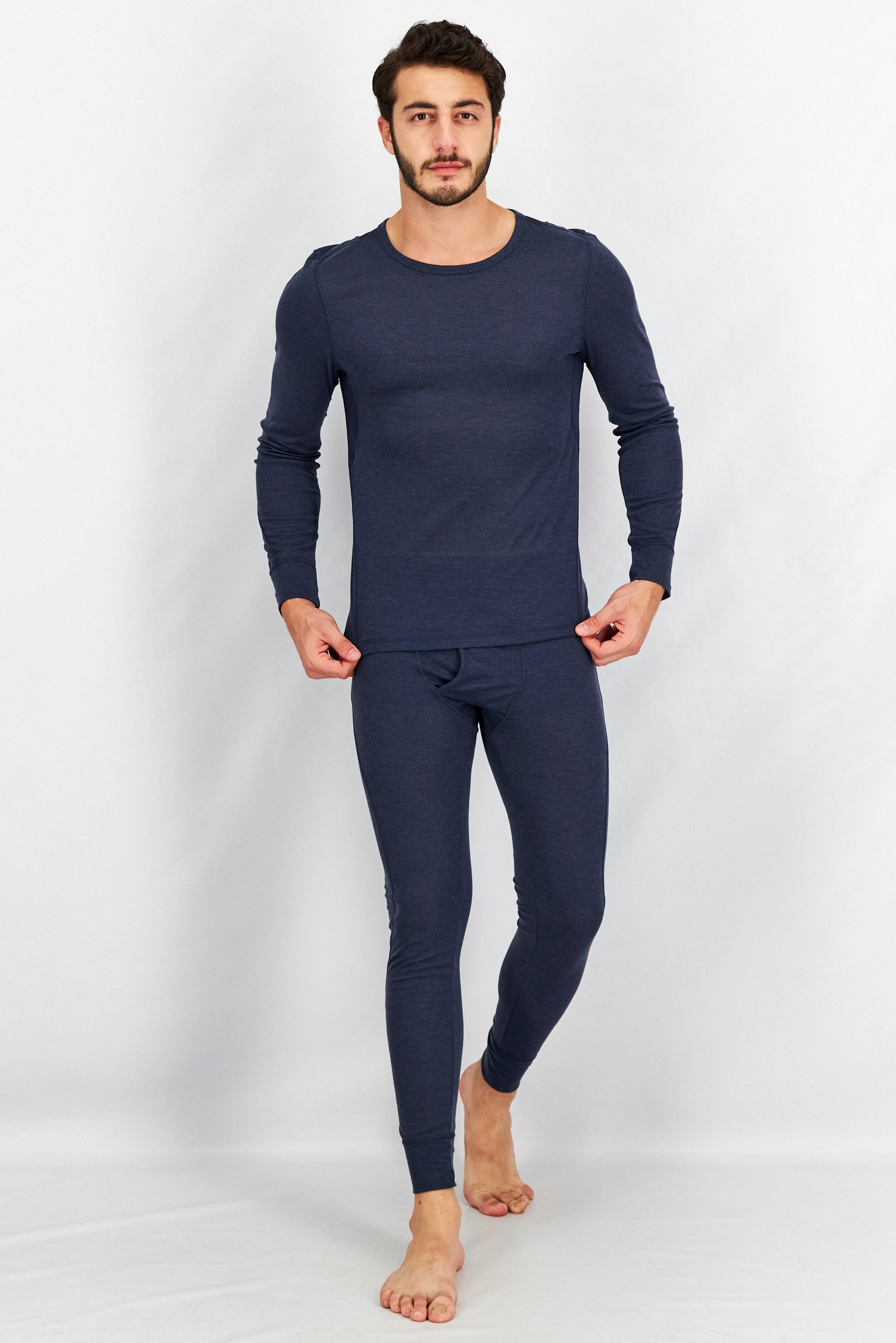 Men 2 Pcs Long Sleeve T-Shirt And Pants Set, Navy