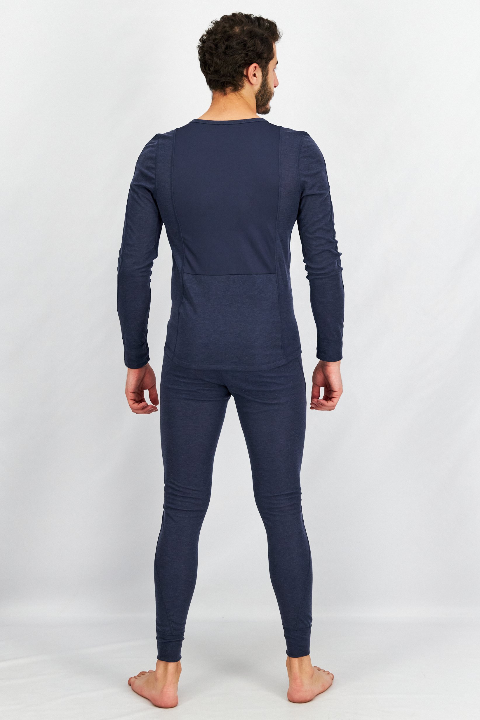 Men 2 Pcs Long Sleeve T-Shirt And Pants Set, Navy