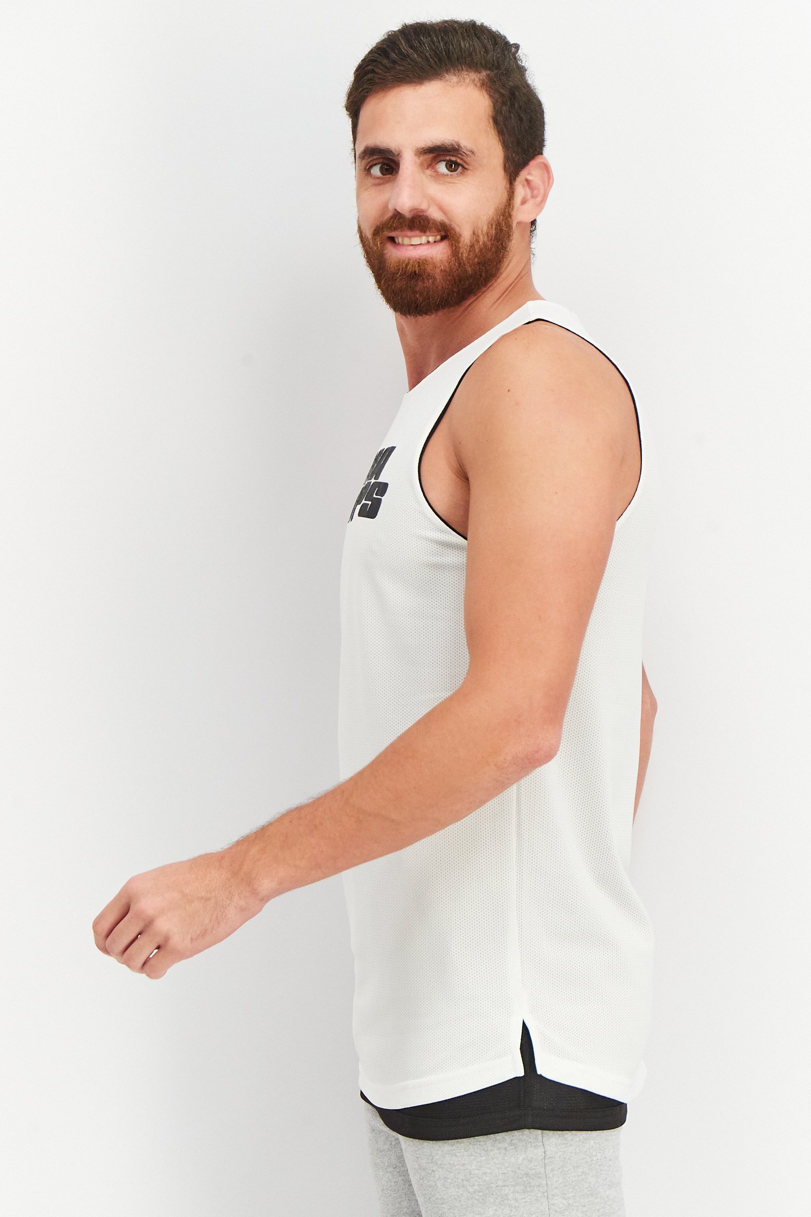 Men Sportswear Fit Sleeveless Training Tank, White/Black