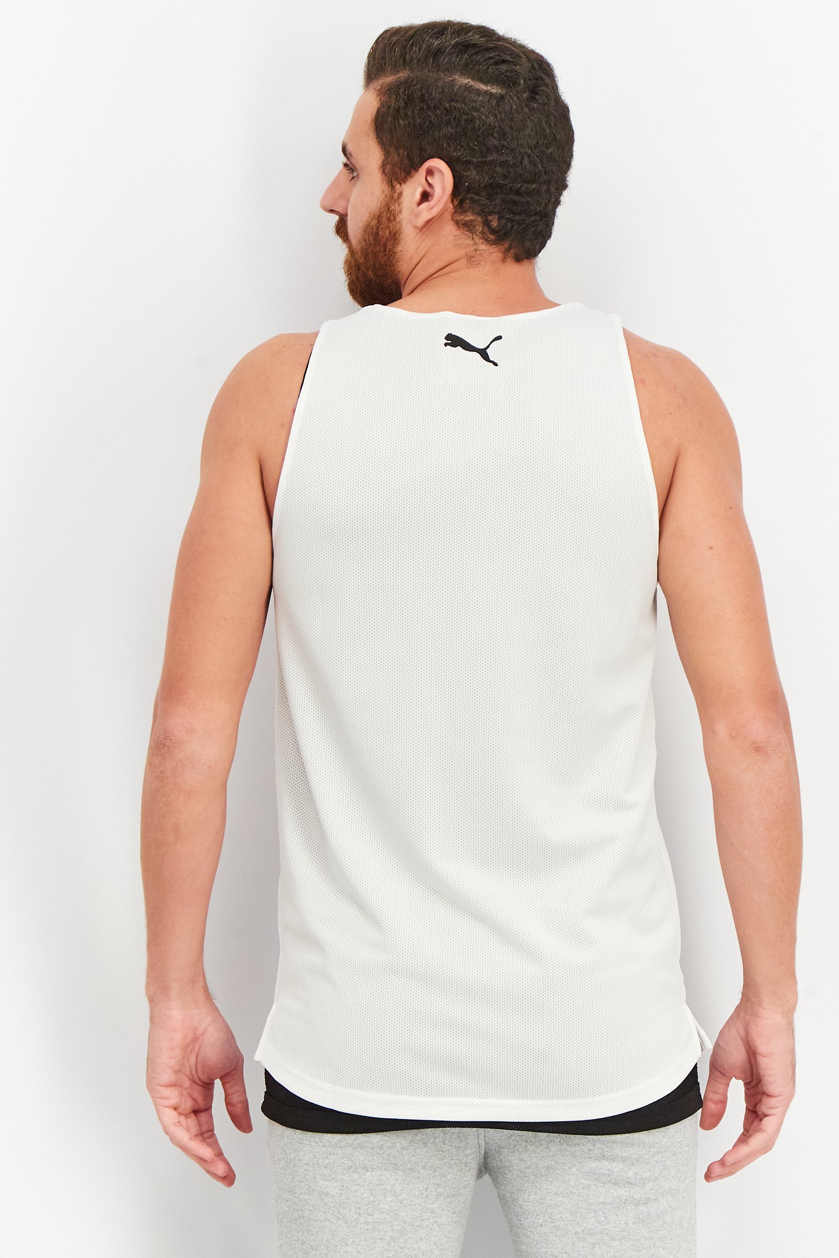Men Sportswear Fit Sleeveless Training Tank, White/Black