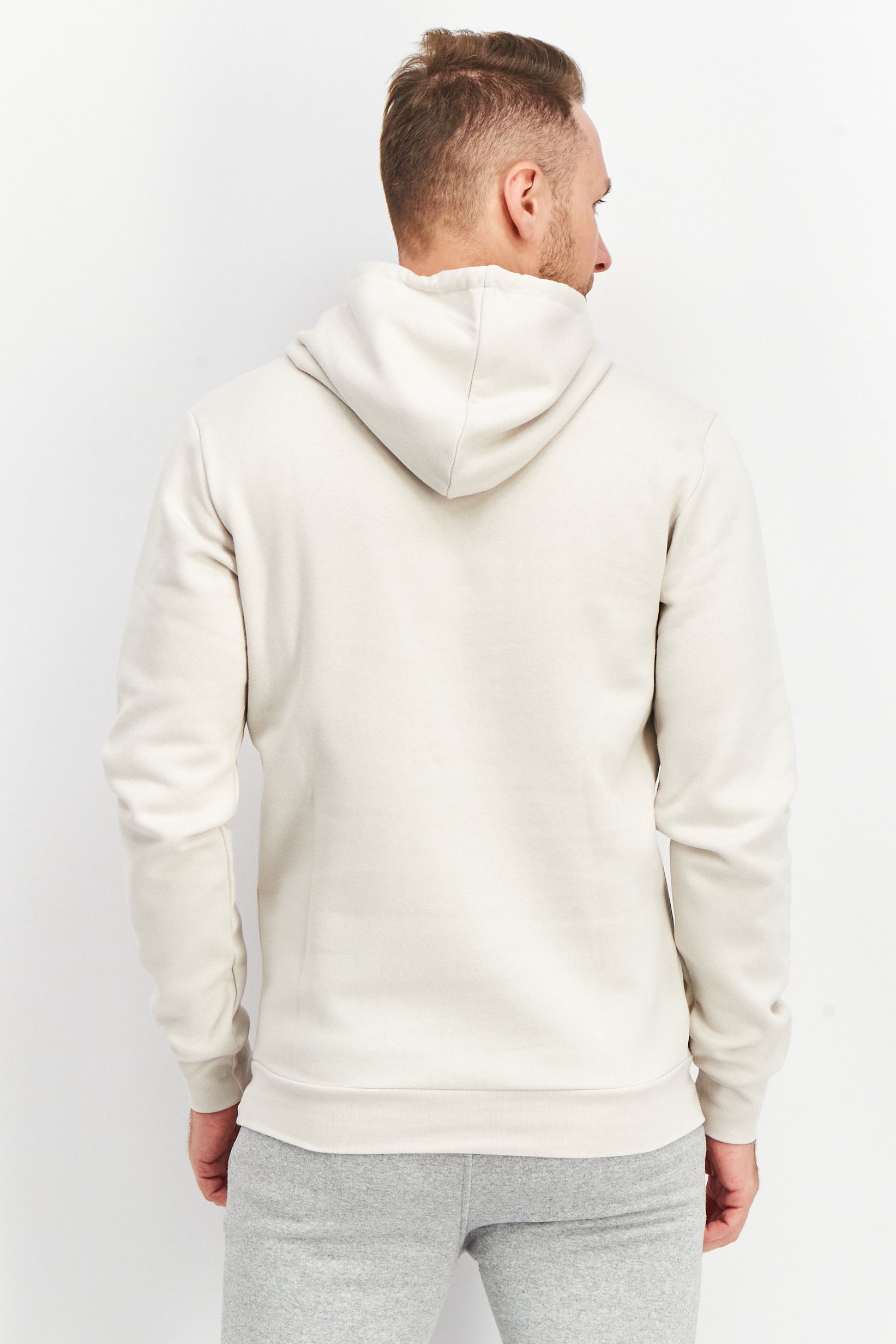 Men Sportswear Fit Hooded Long Sleeve Outdoor Sweatshirts, Off White