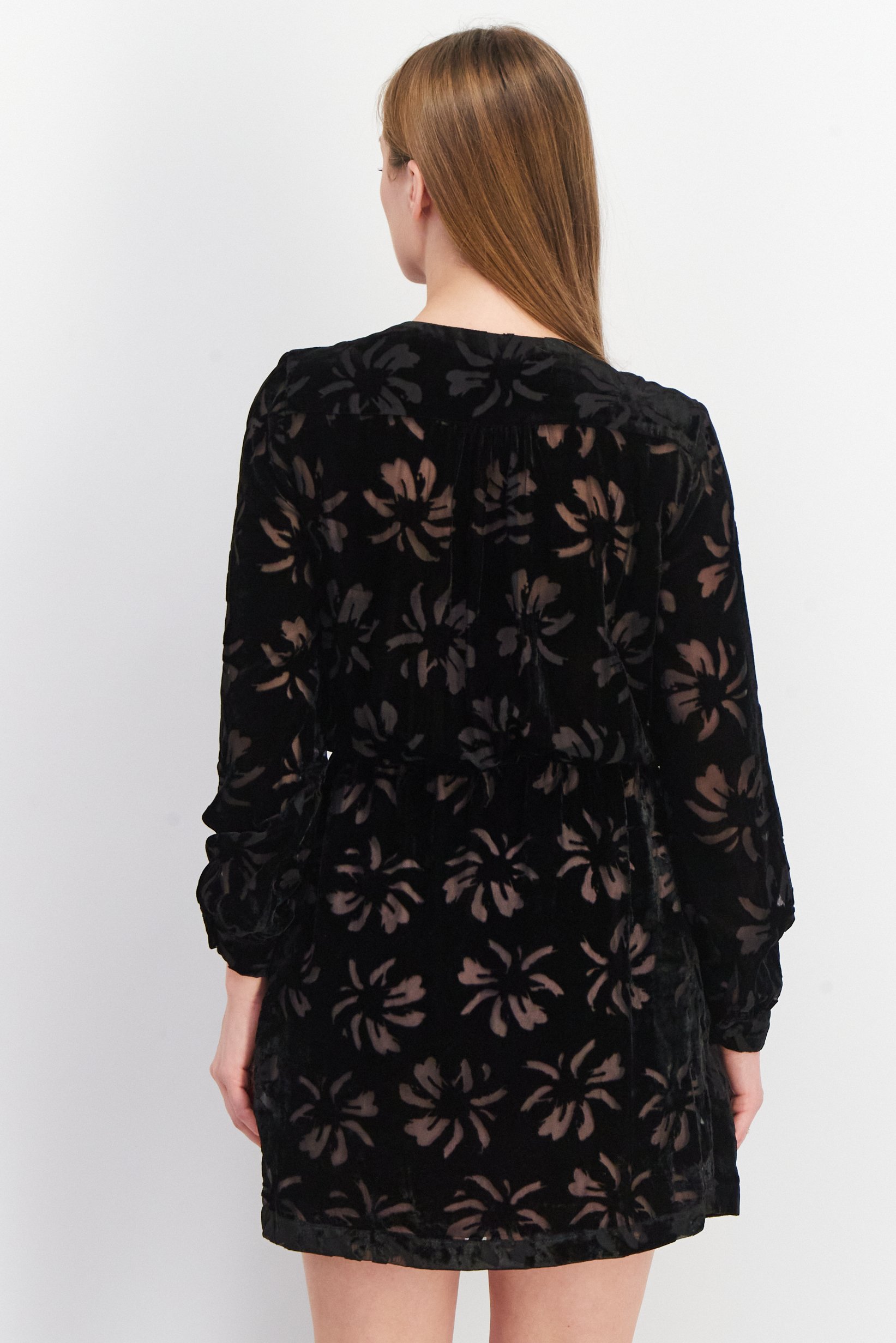 Women Textured Mini Wrap Up Dress, Black