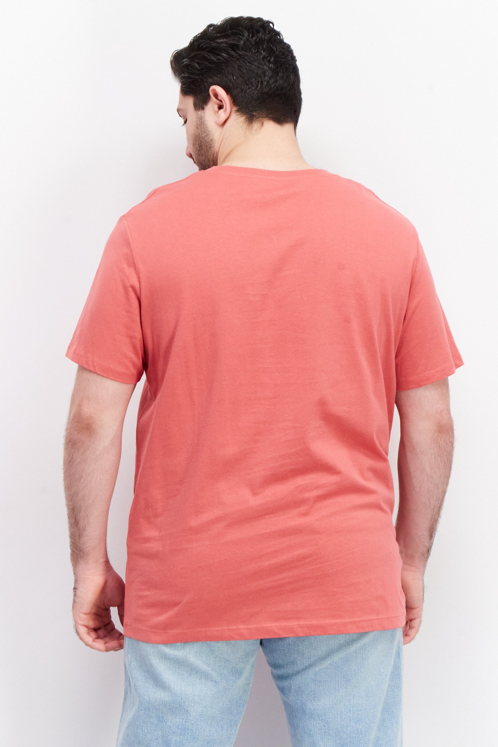 Men Crew Neck Short Sleeves Plain T-Shirt, Pink