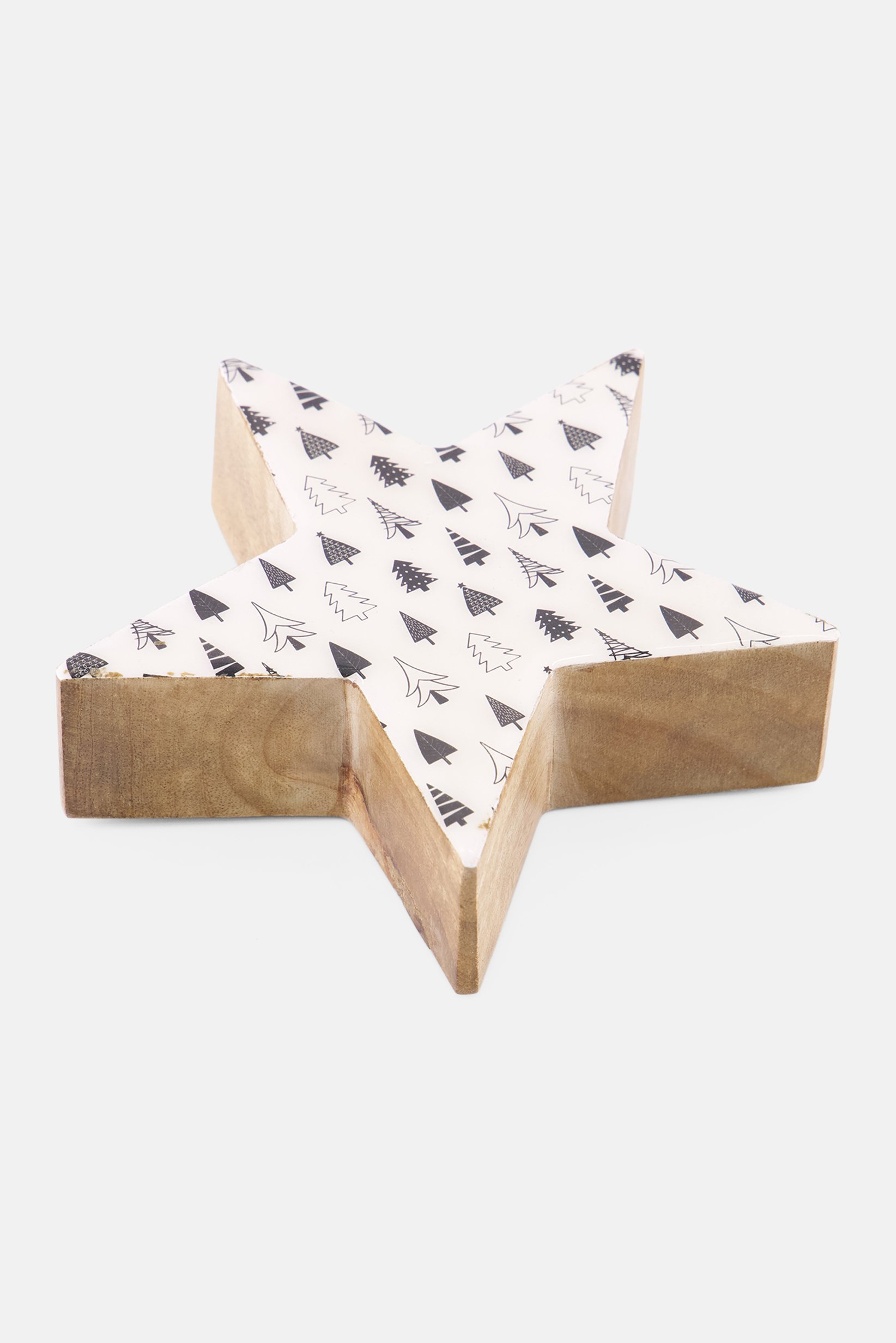 Wooden Decorative Star, White/Natural