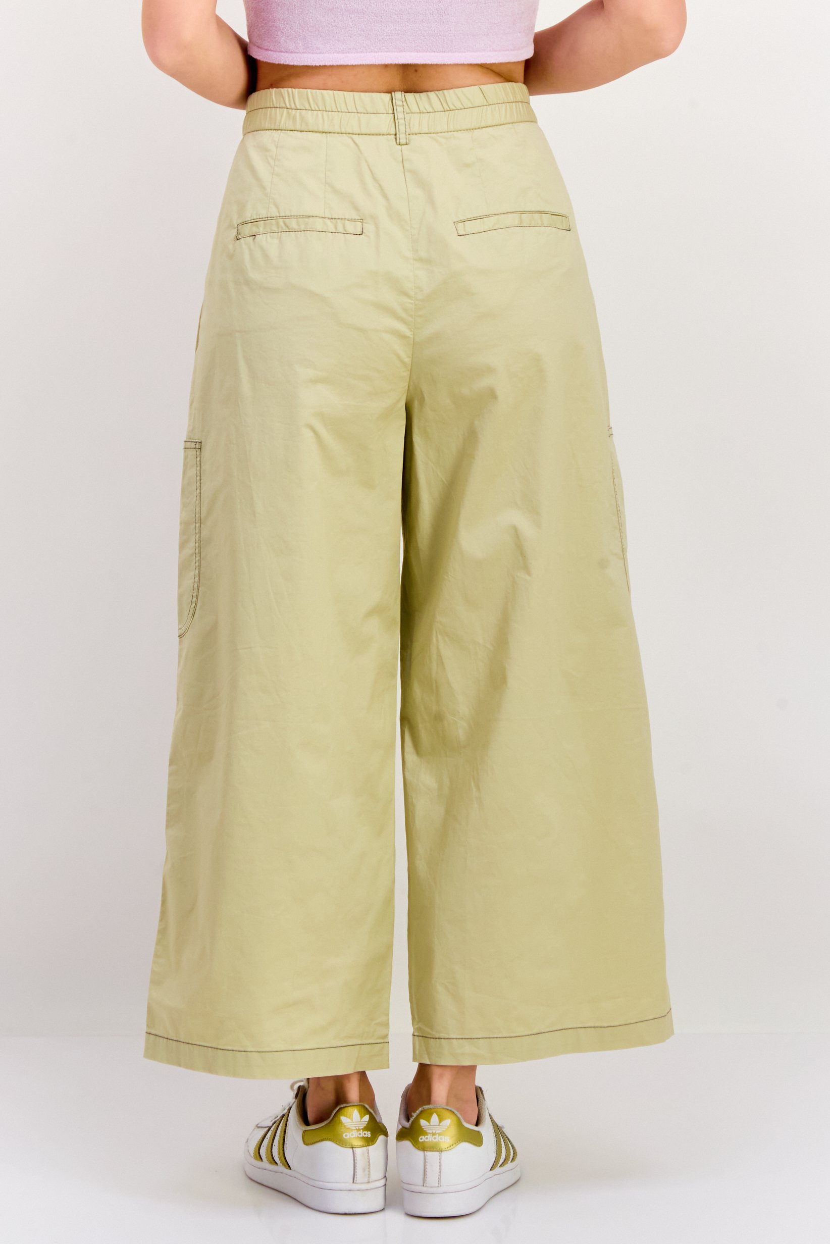 Women Regular Fit Plain Straight Leg Pants, Khaki