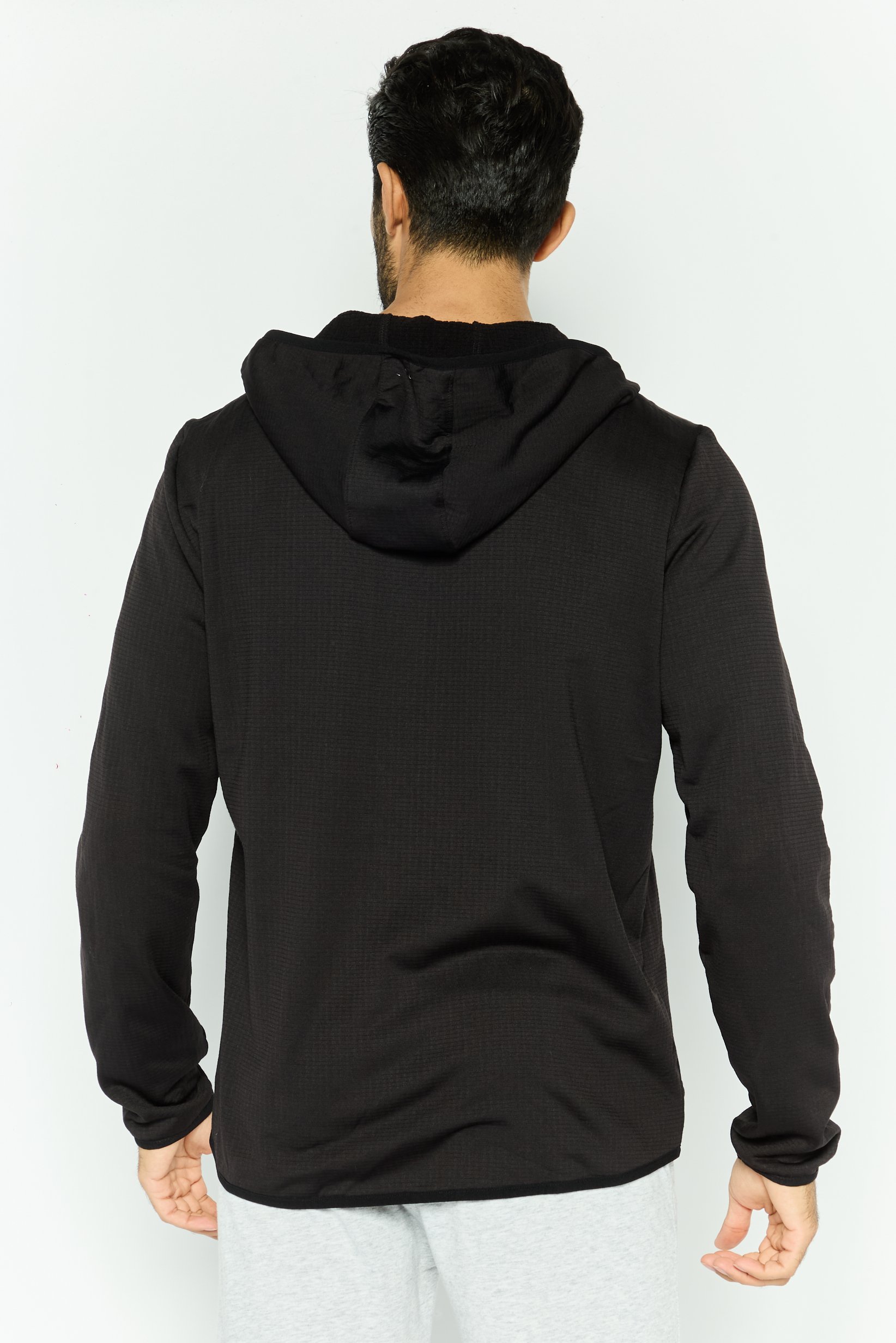 Men Brand Logo Long Sleeves Hooded Sweatshirt, Black