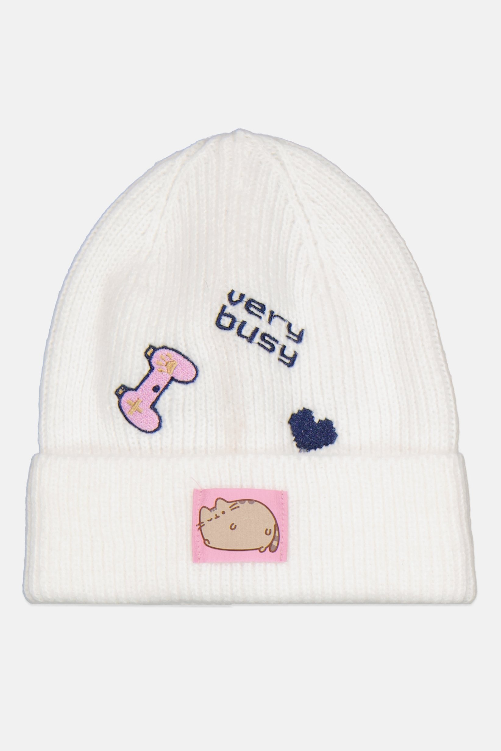 Kids Girl Graphic Beanie, White Combo