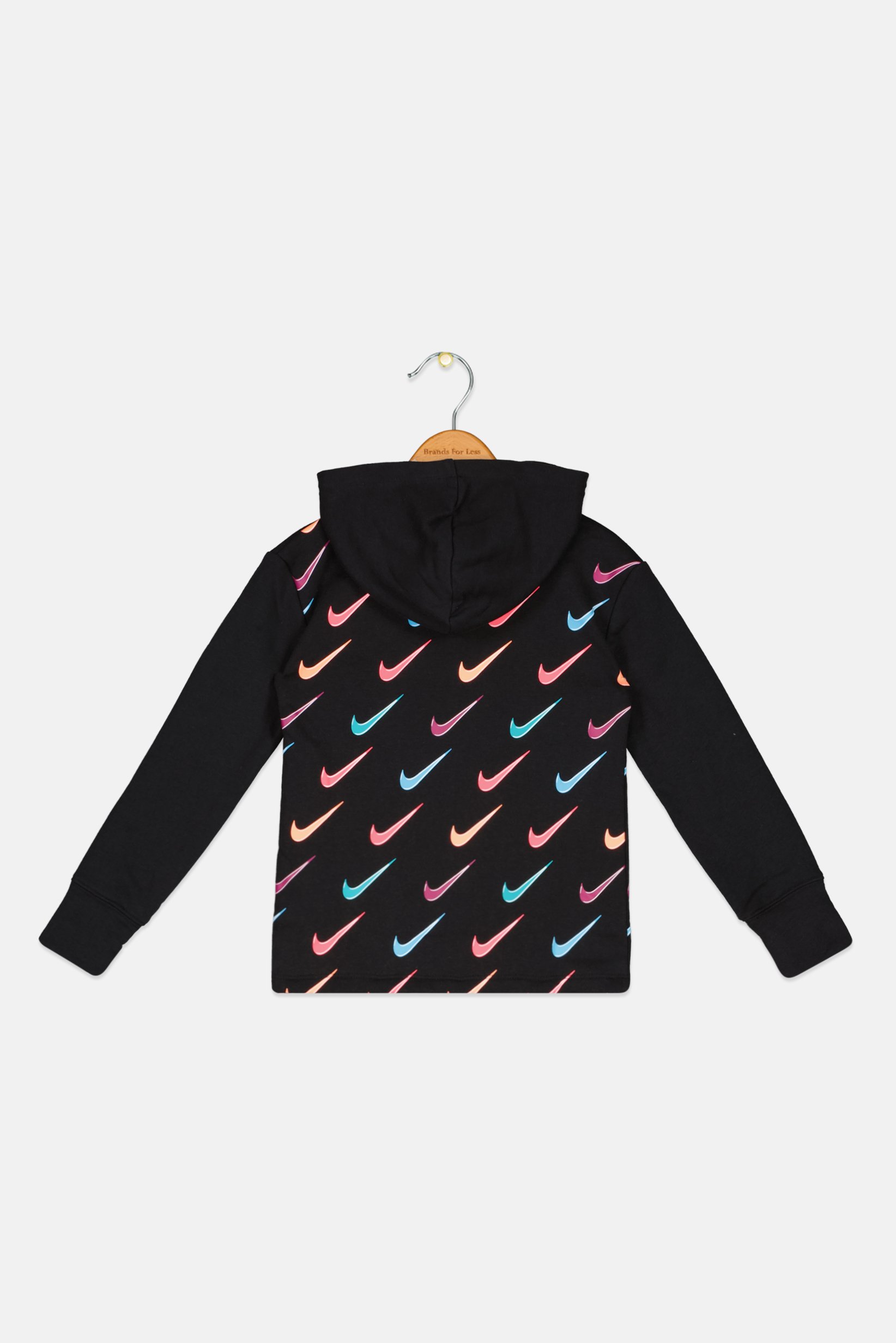 Kids Girl Brand Logo Fleece Hoodie, Black Combo