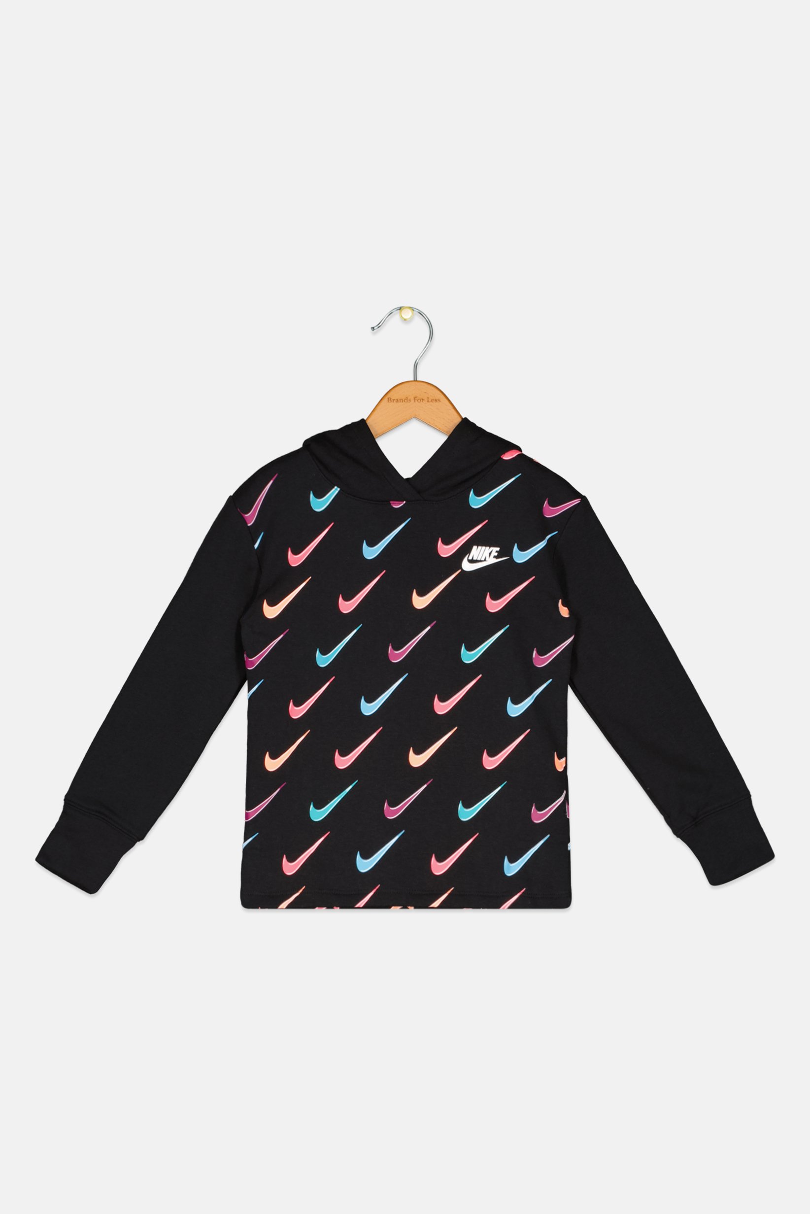 Kids Girl Brand Logo Fleece Hoodie, Black Combo