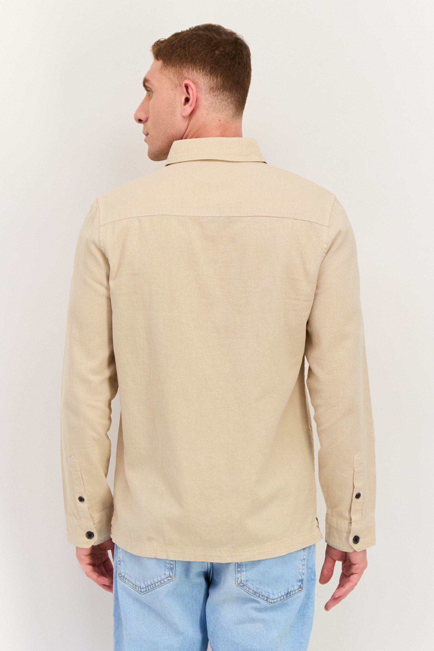 Buy Threadbare Men Regular Fit Solid Long Sleeves Casual Shirt, Beige ...