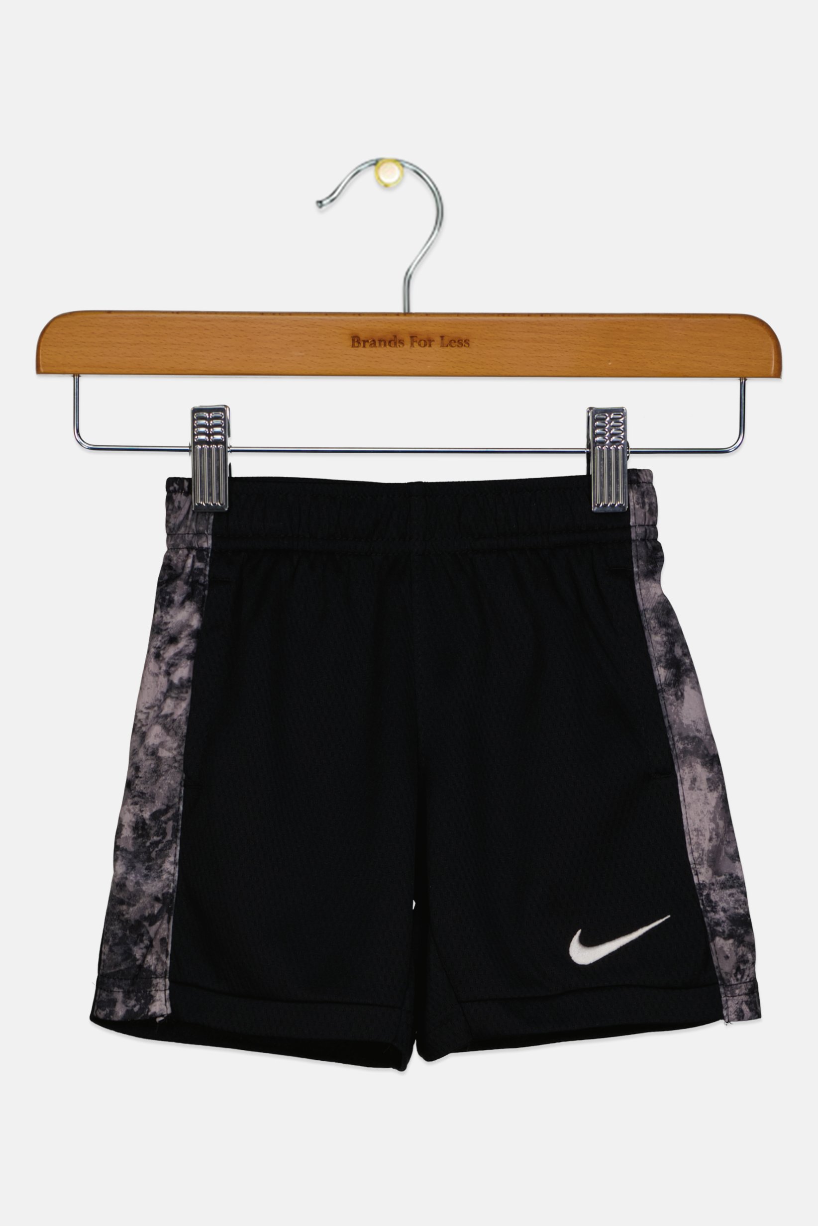 Toddlers Boy Embroidered Logo Training Shorts, Black