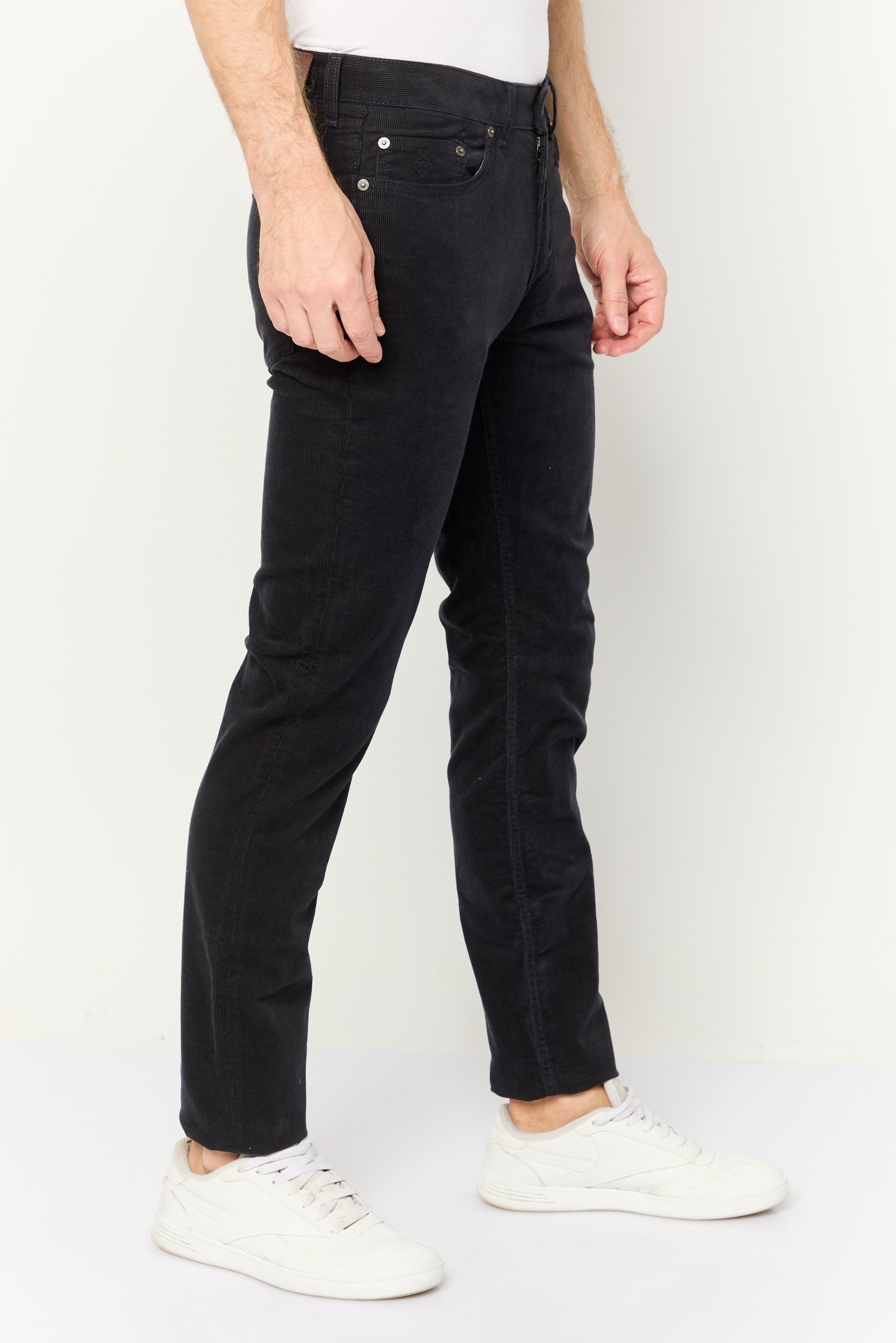 Buy Gant Men Slim Fit Hayes Mid Rise Corduroy Pants, Black Online ...