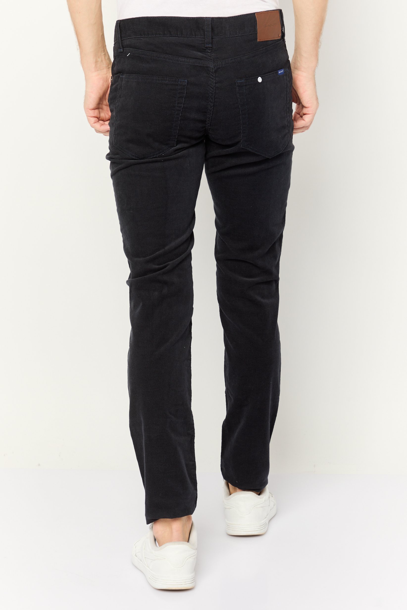 Buy Gant Men Slim Fit Hayes Mid Rise Corduroy Pants, Black Online ...