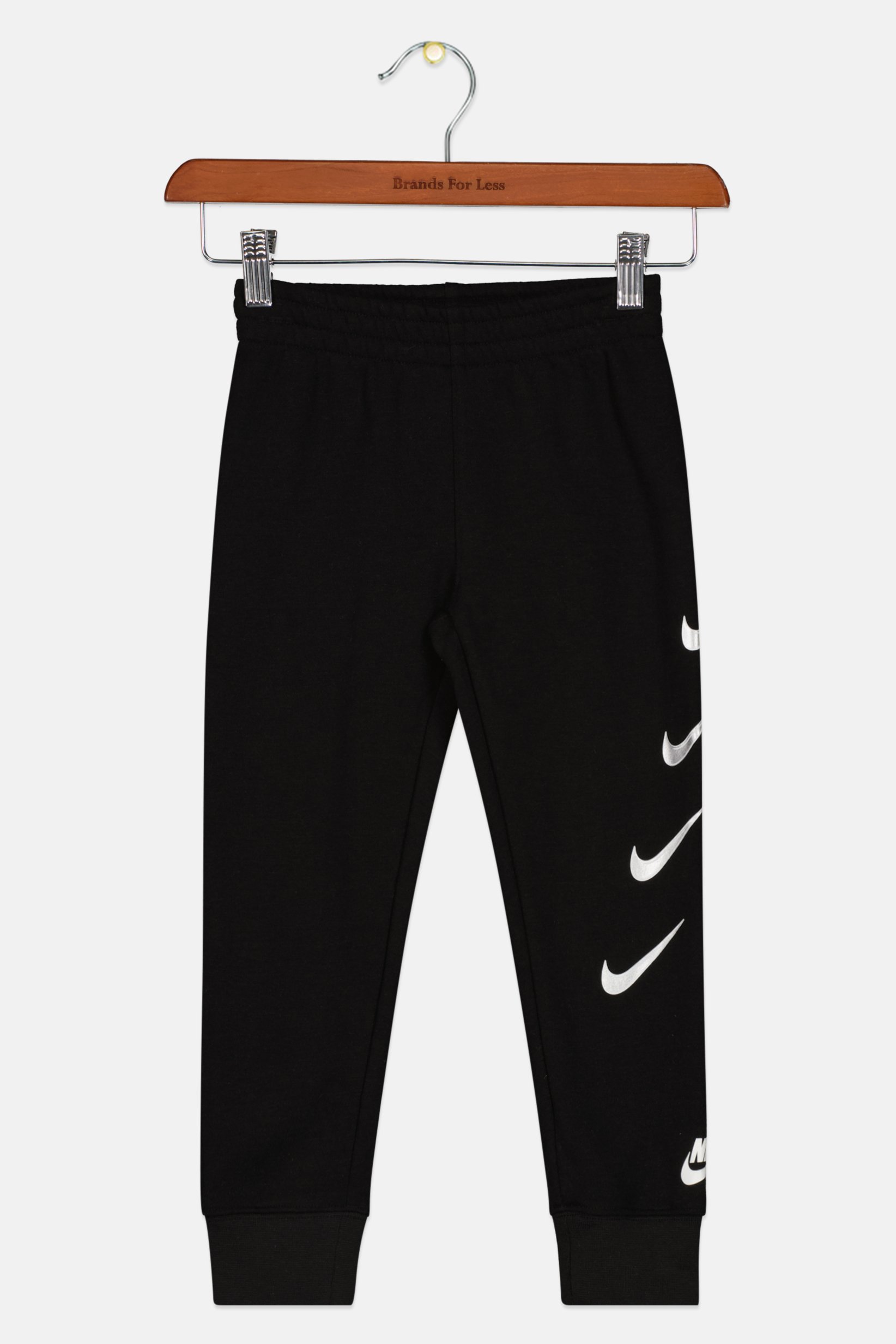 Kids Girl Sports Fit Brand Logo Jogger Pants, Black