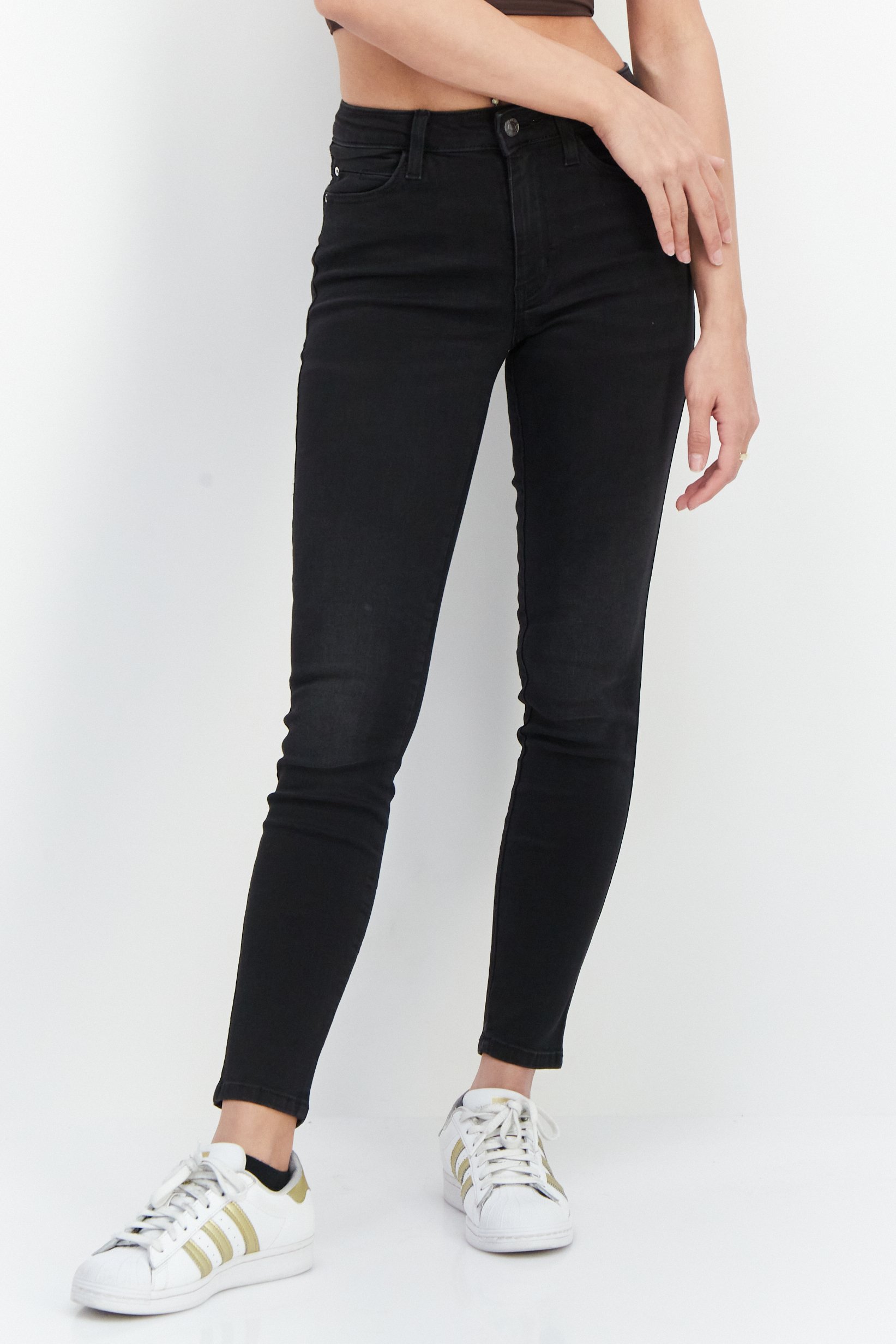 Women Skinny Fit Mid Waist Stretchable Denim Jeans, Black