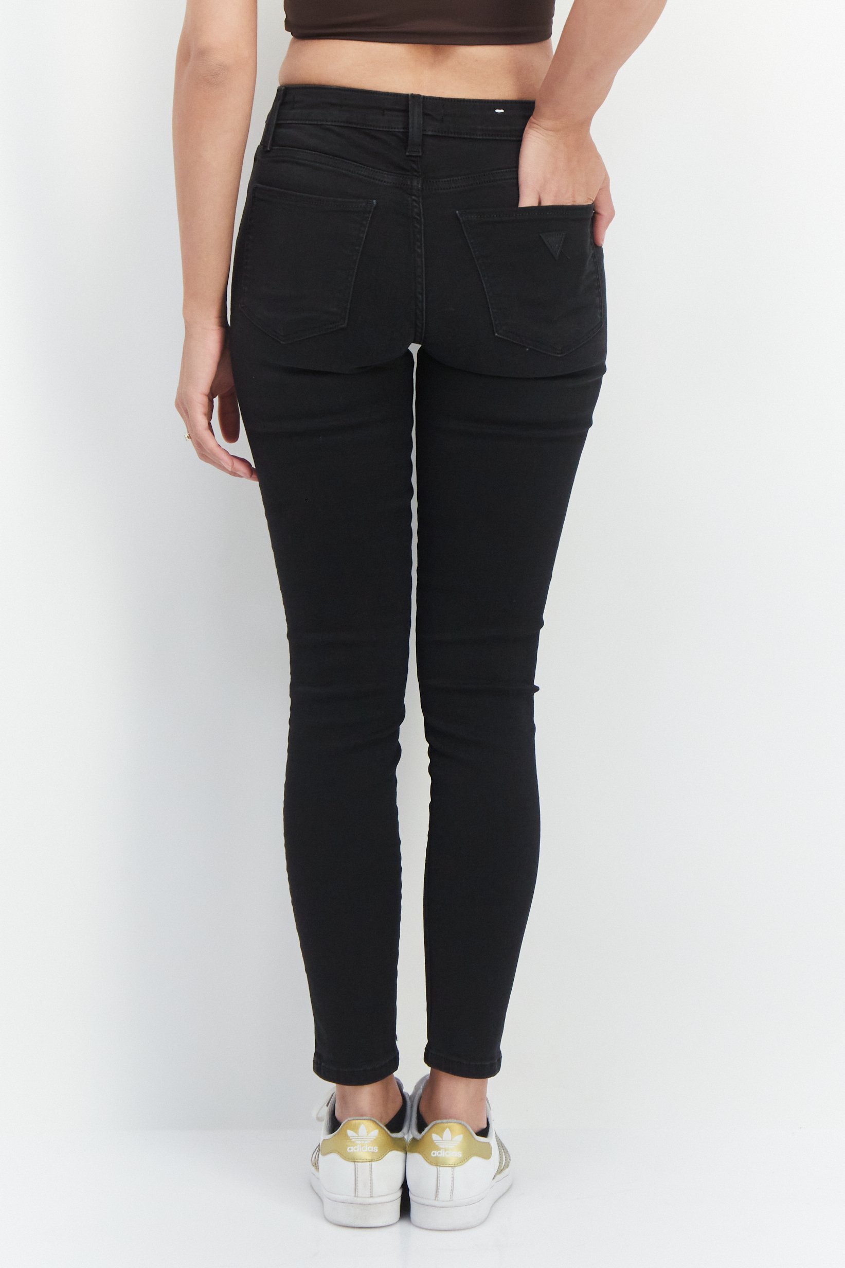 Women Skinny Fit Mid Waist Stretchable Denim Jeans, Black