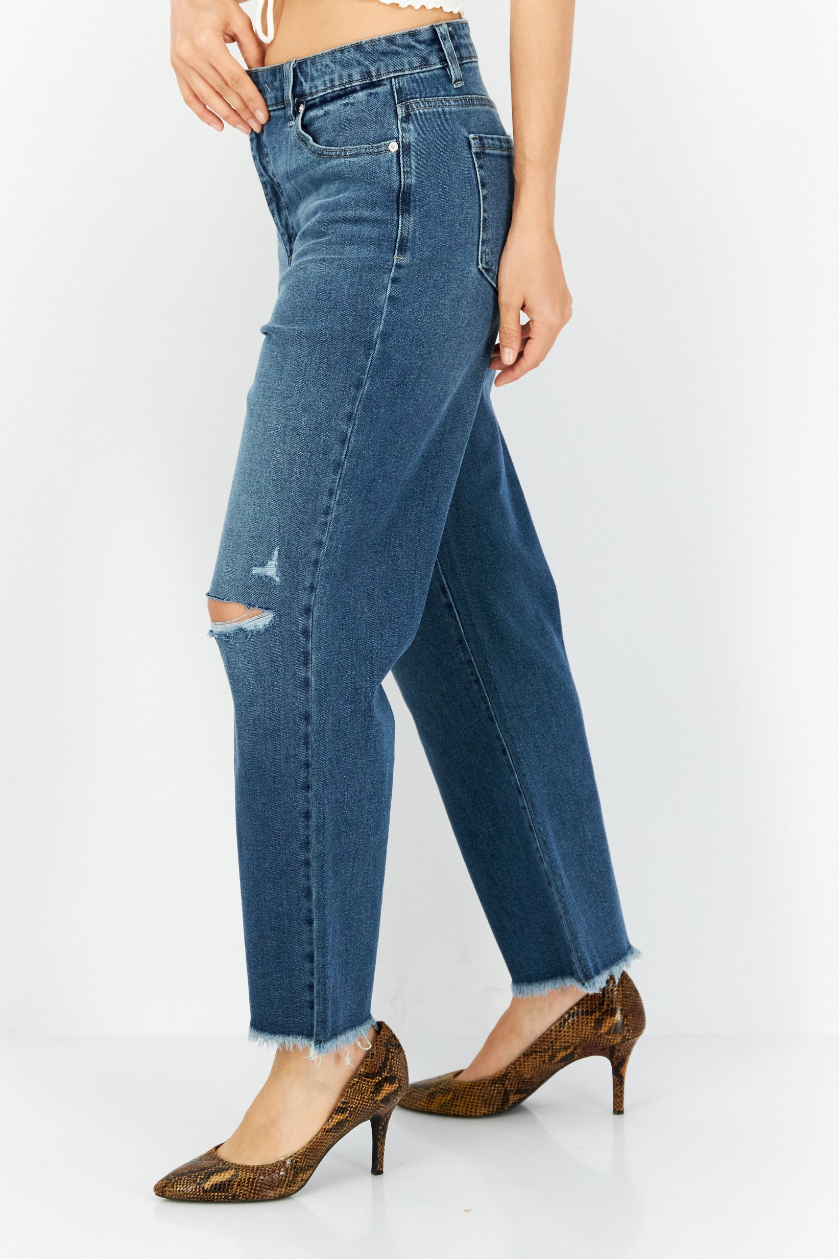 Buy Style & Co Women Regular Fit Ripped Denim Jeans, Blue Online ...