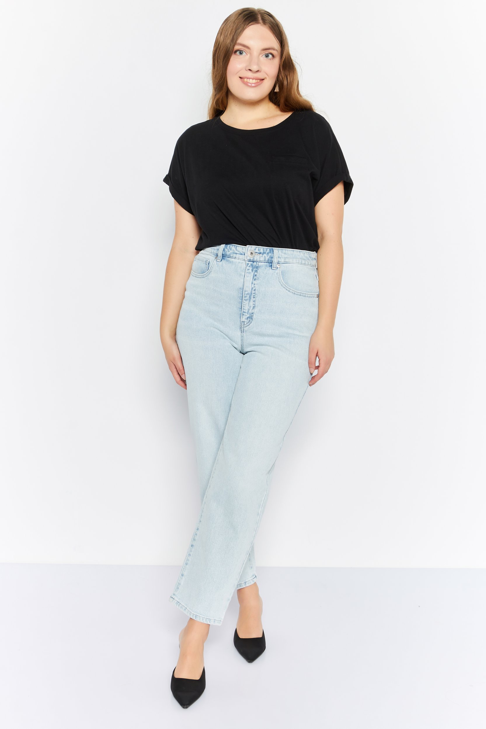 Buy Style & Co Women Straight Fit Washed Stretchable Jeans, Light Blue ...
