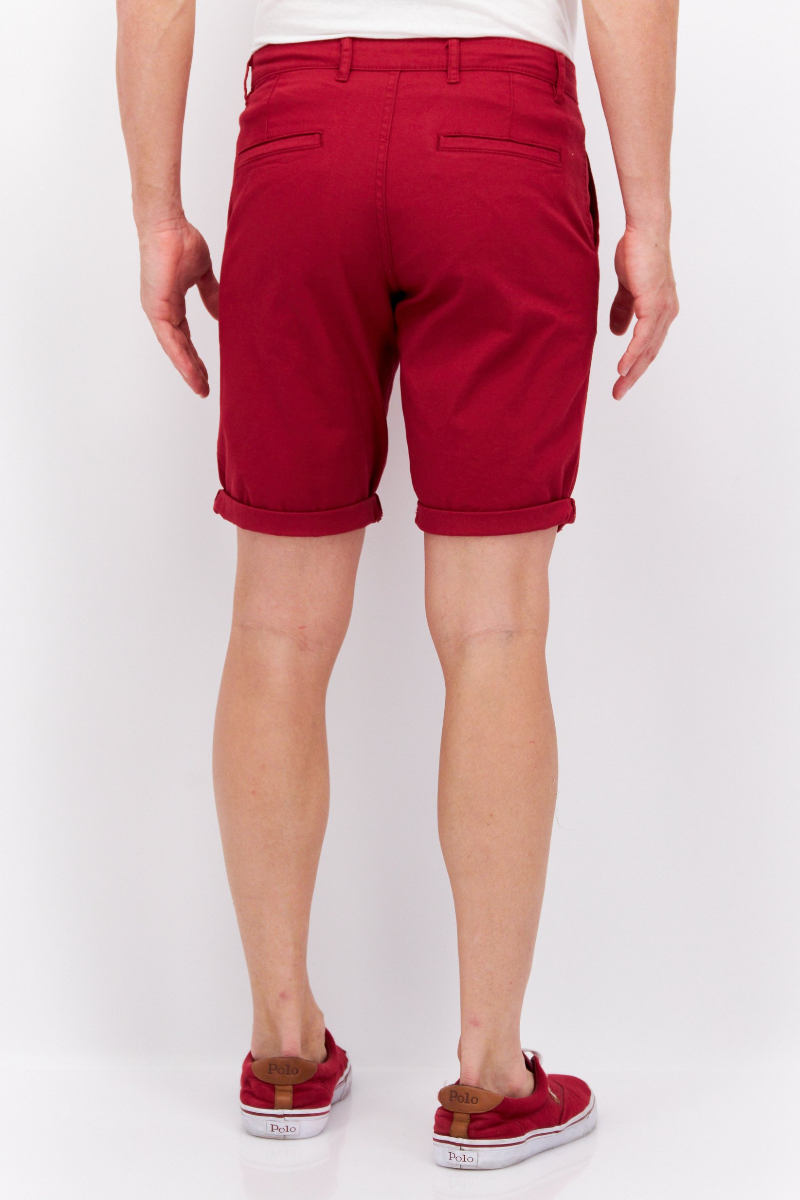 Men Regular Fit Solid Basic Shorts, Dark Red