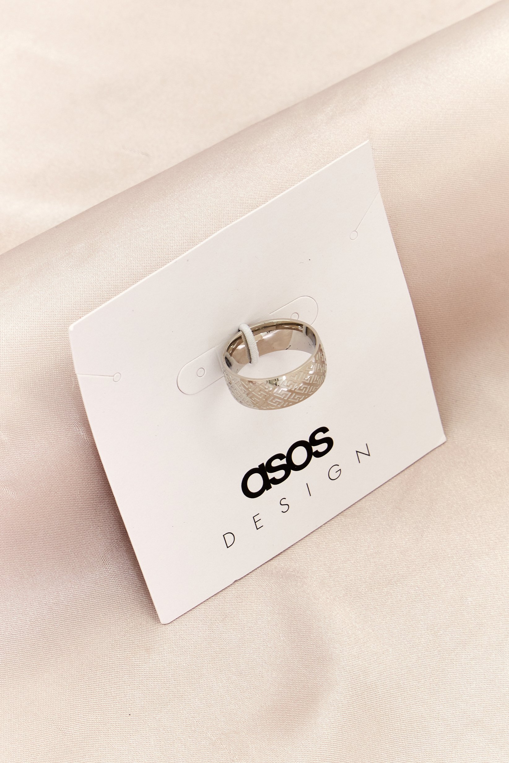 Asos Design Men Stainless Steel Band Ring, Silver