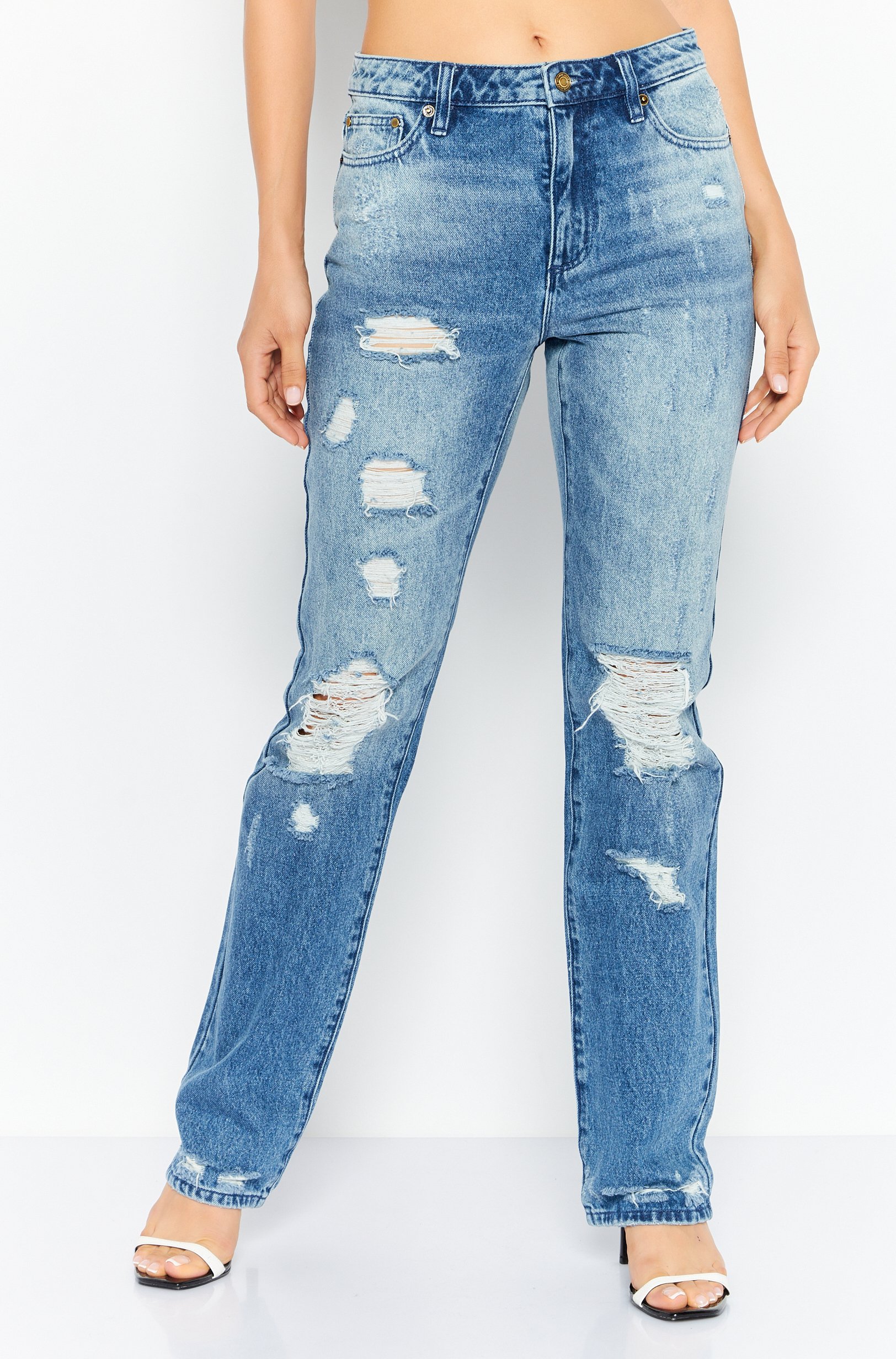 Buy Michael Kors Women Regular Fit Rip Non Stretchable Denim Jeans ...