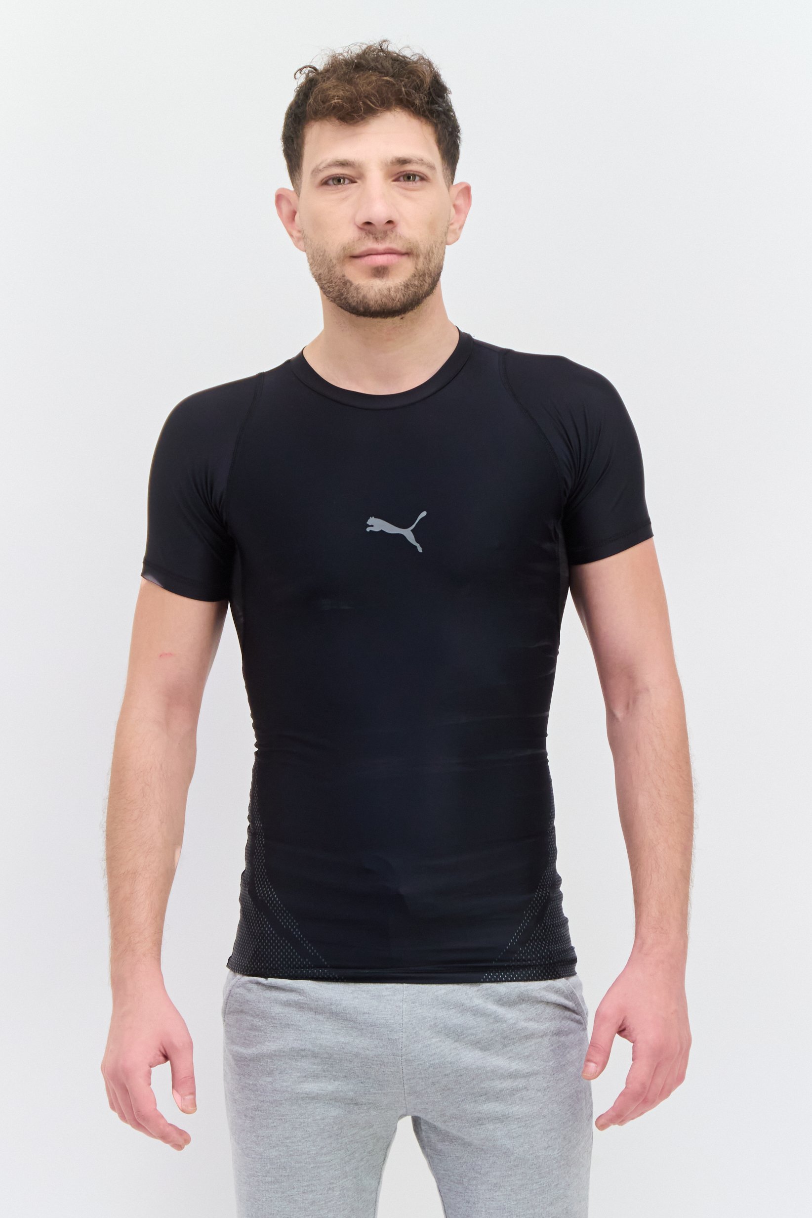 Men Sportswear Fit Brand Logo Training T-Shirts, Black