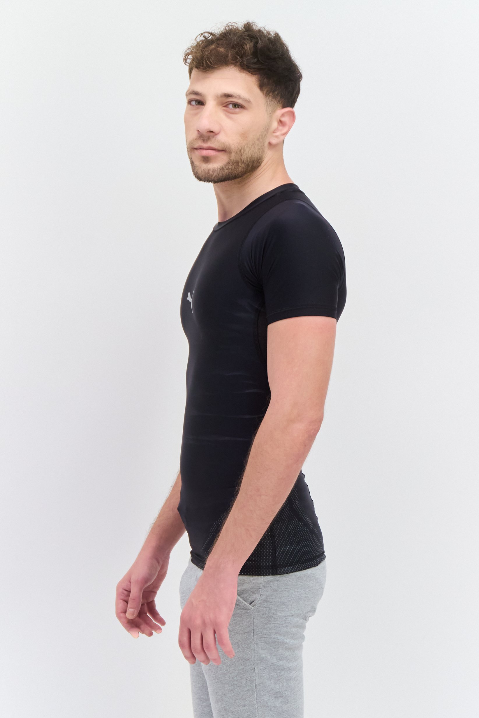 Men Sportswear Fit Brand Logo Training T-Shirts, Black