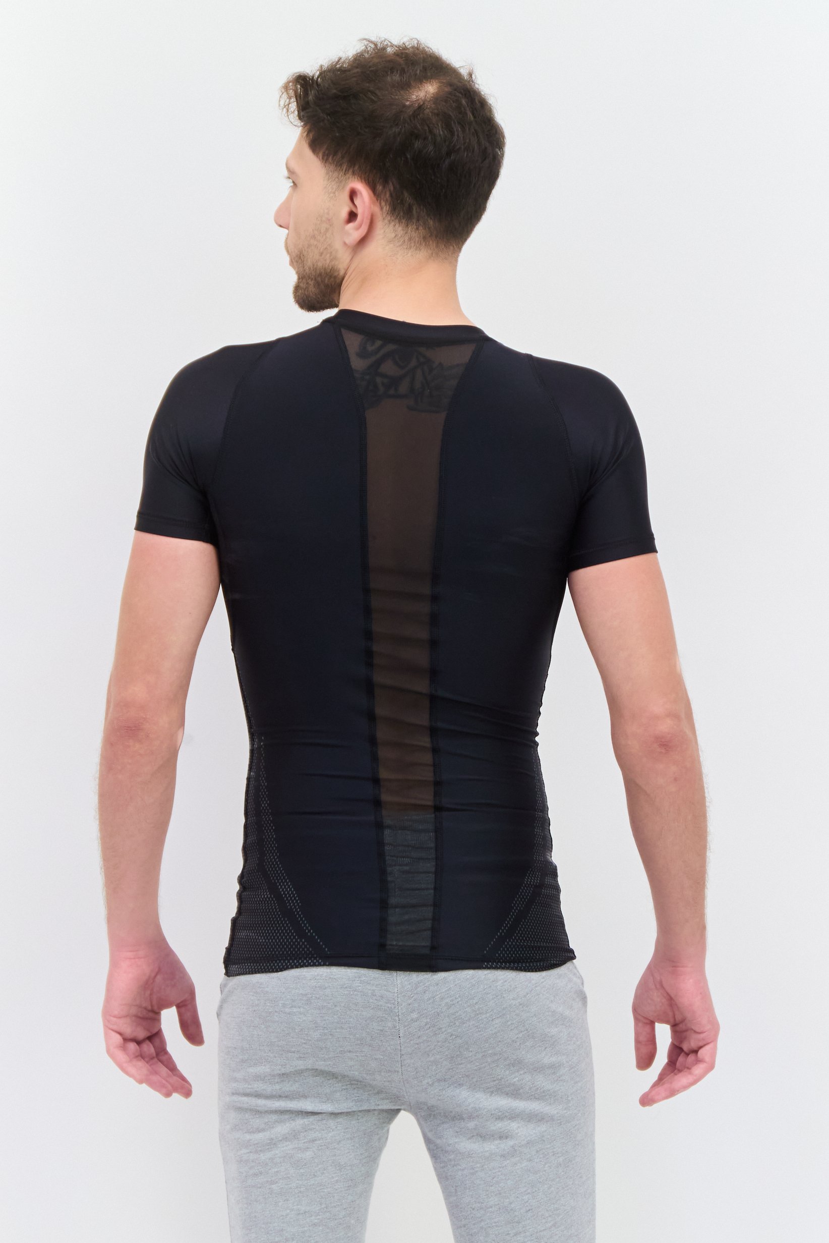 Men Sportswear Fit Brand Logo Training T-Shirts, Black