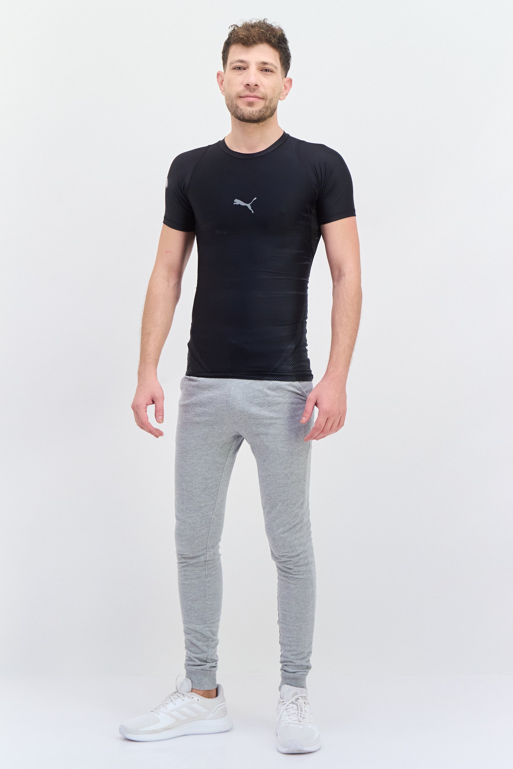 Men Sportswear Fit Brand Logo Training T-Shirts, Black